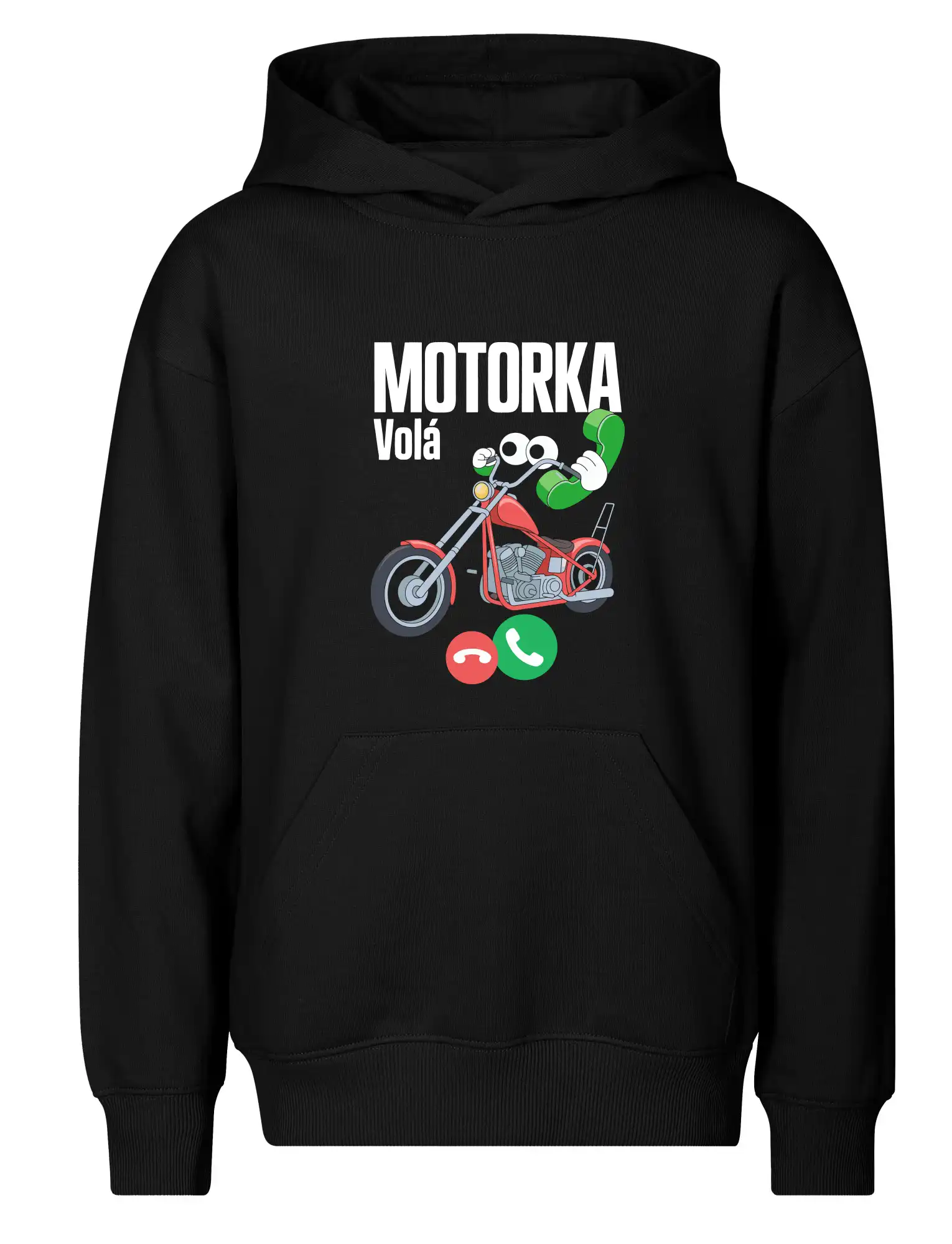 Karikatura motorka chopper volá