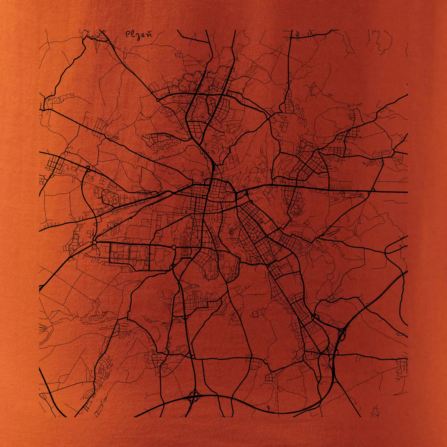 Mapy měst černobílé Plzeň