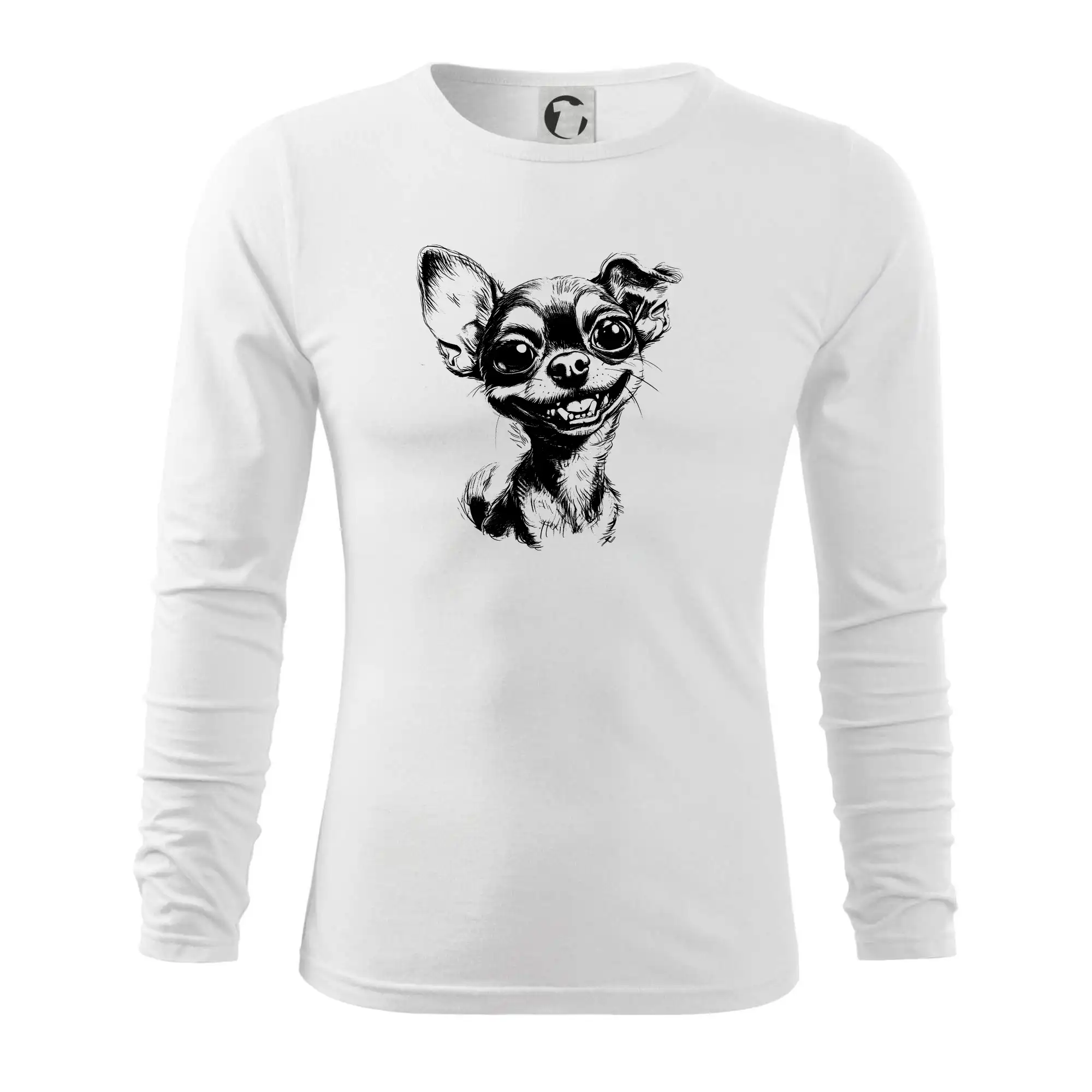 Černobílá karikatura čivava