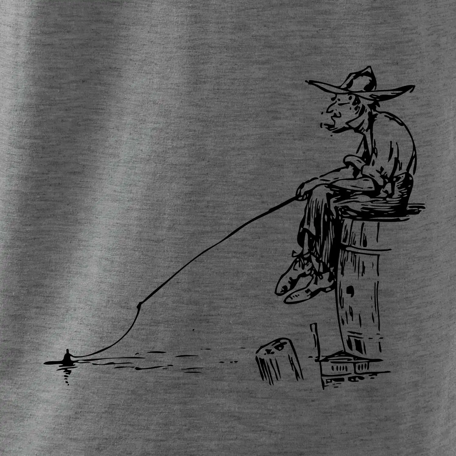 Kreslený rybář na pařezu