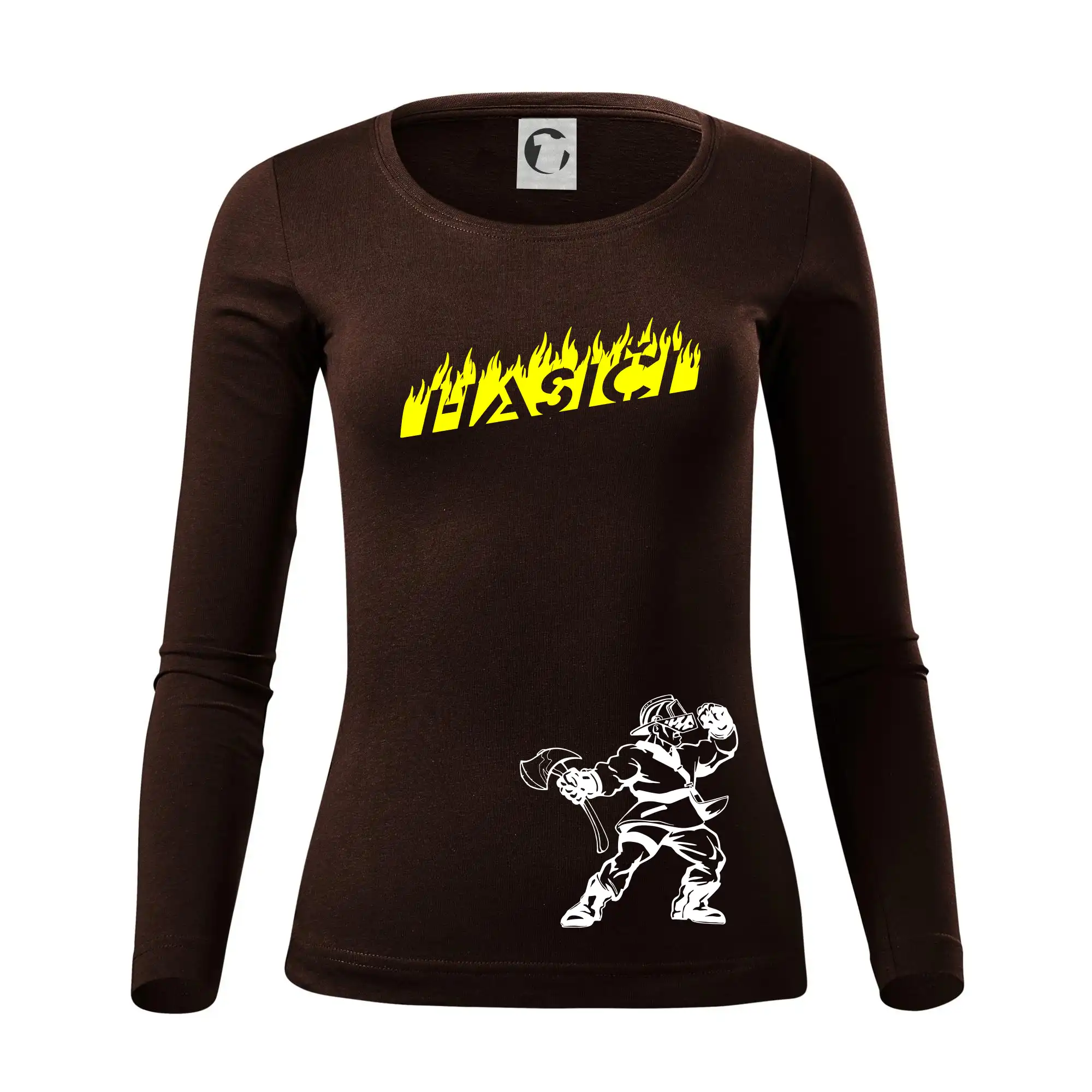 Hasič stojící - nápis hasiči - Velký nápis  na zádech