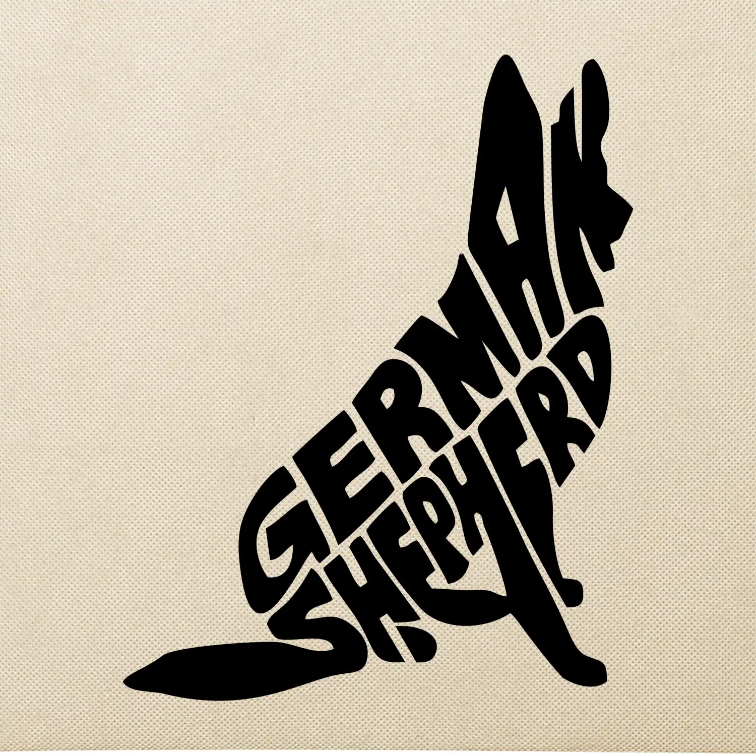 Německý ovčák sedící napis