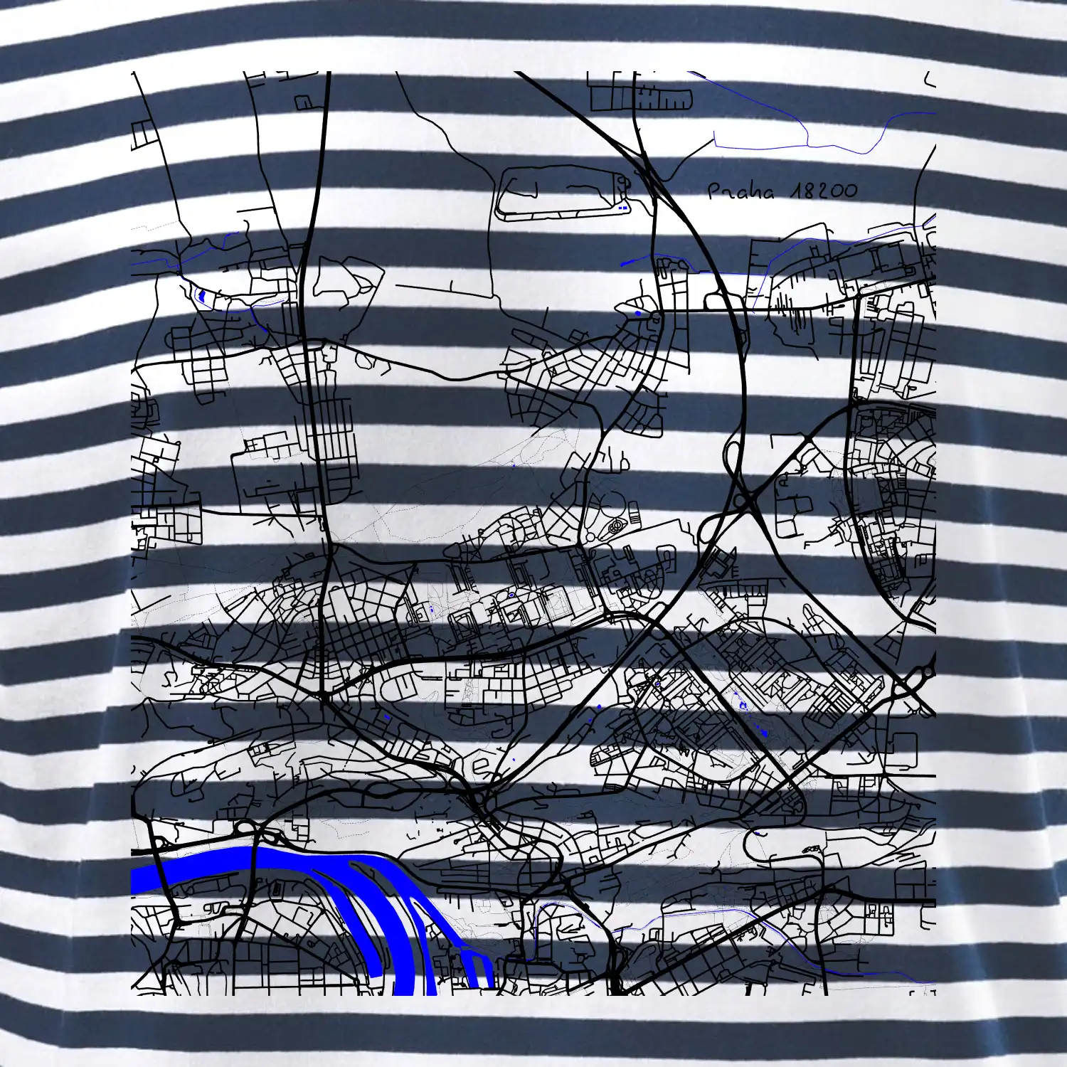 Praha 18200 - Mapa s vodními toky