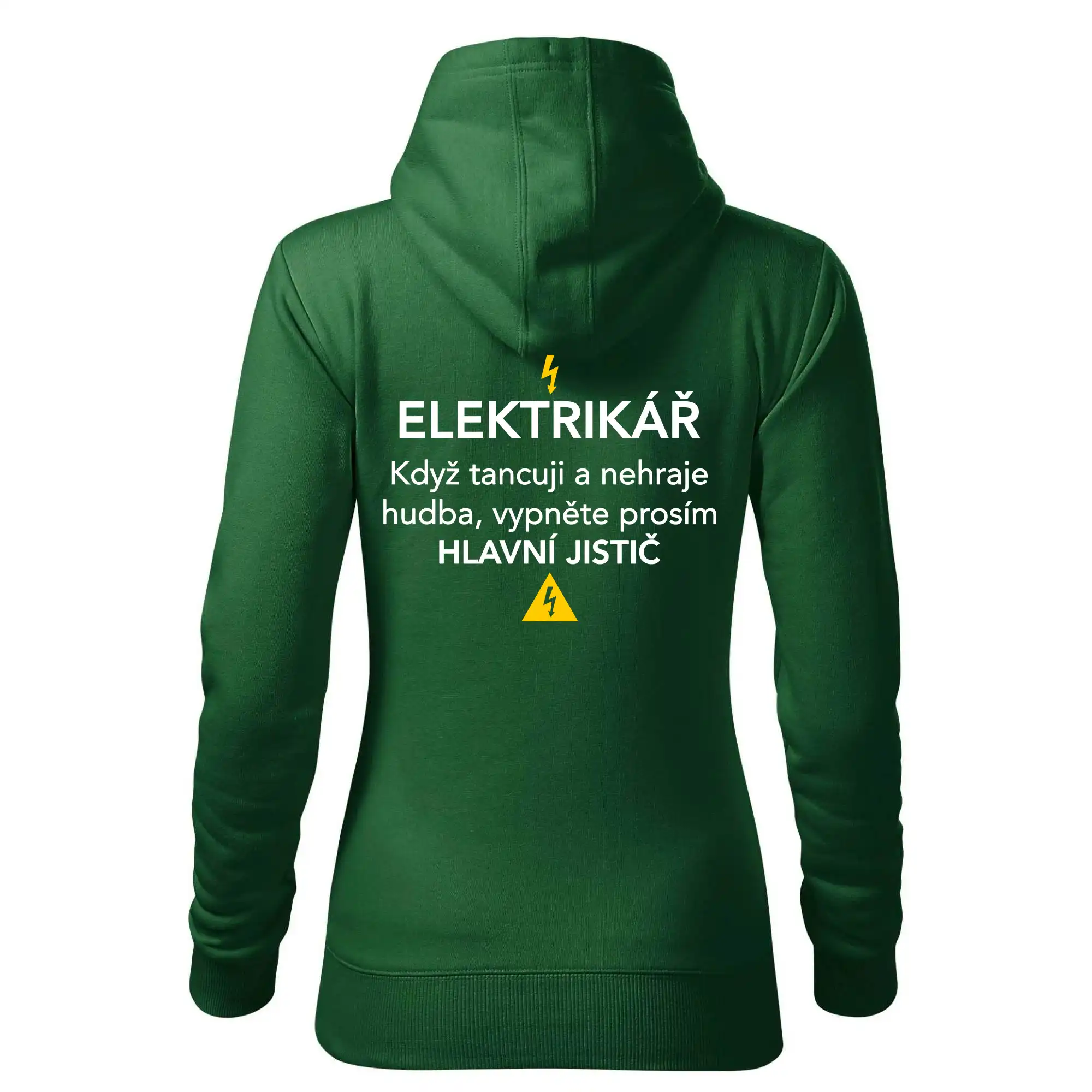 Elektrikář - hlavní jistič - Nápis na zádech