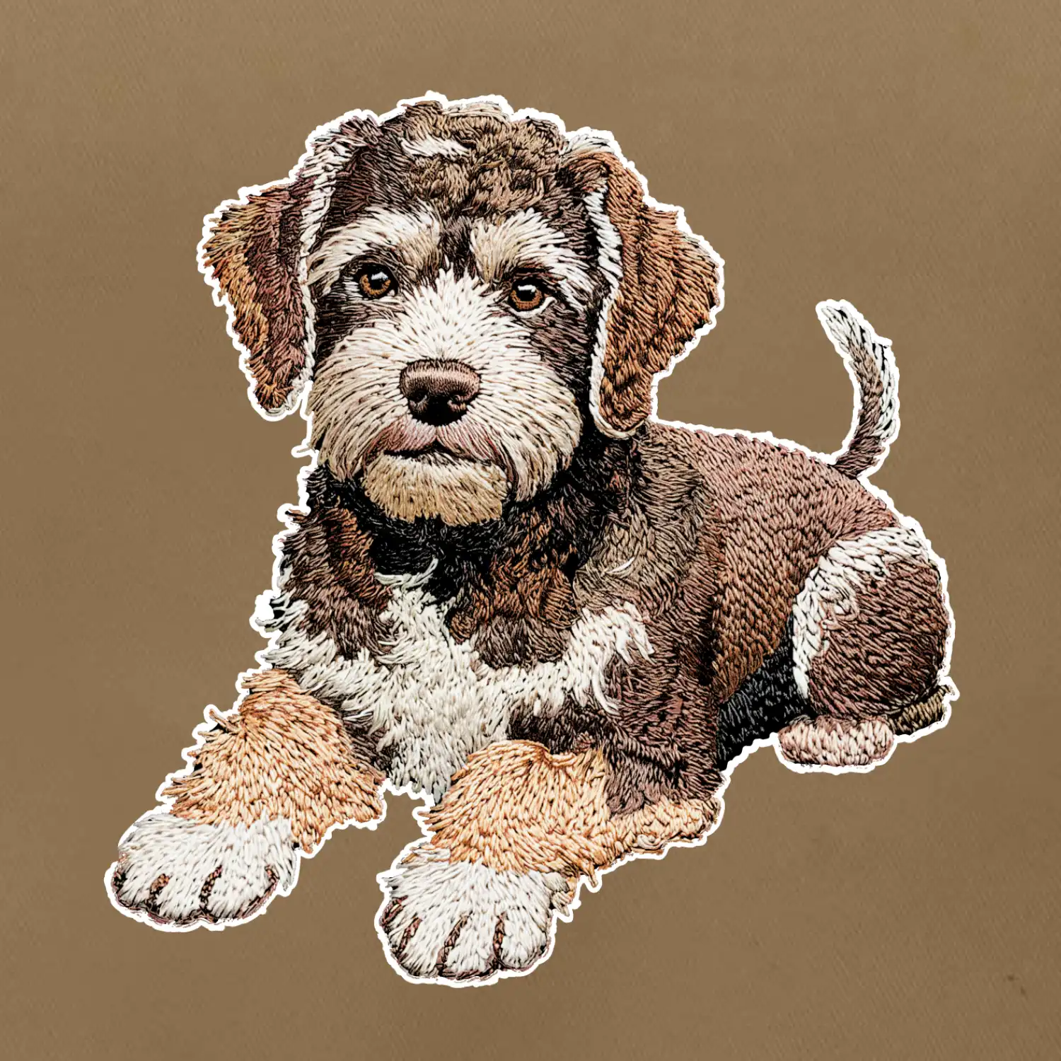 Lagotto romagnolo ležicí vyšívaný na prsu