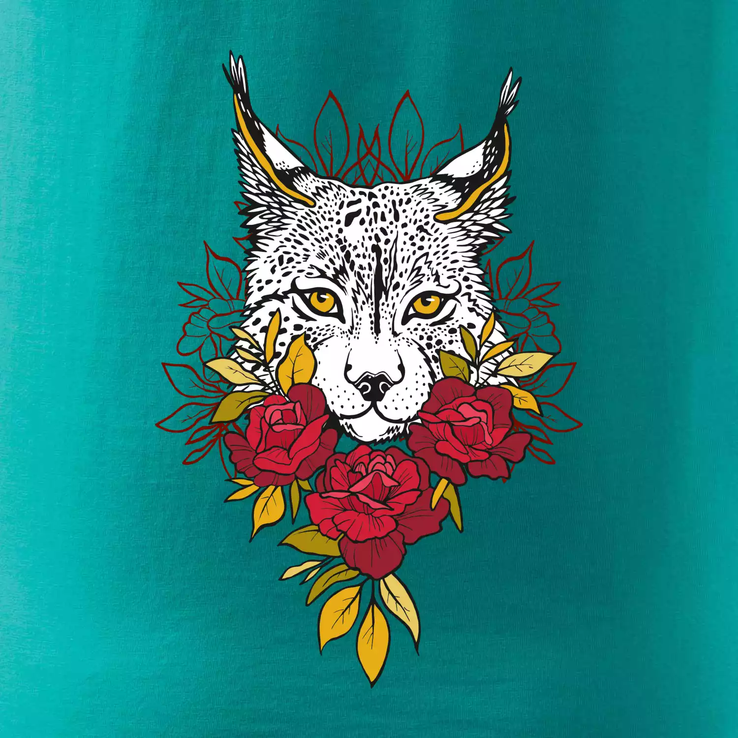 Rys s červenými růžemi  (Pecka design)