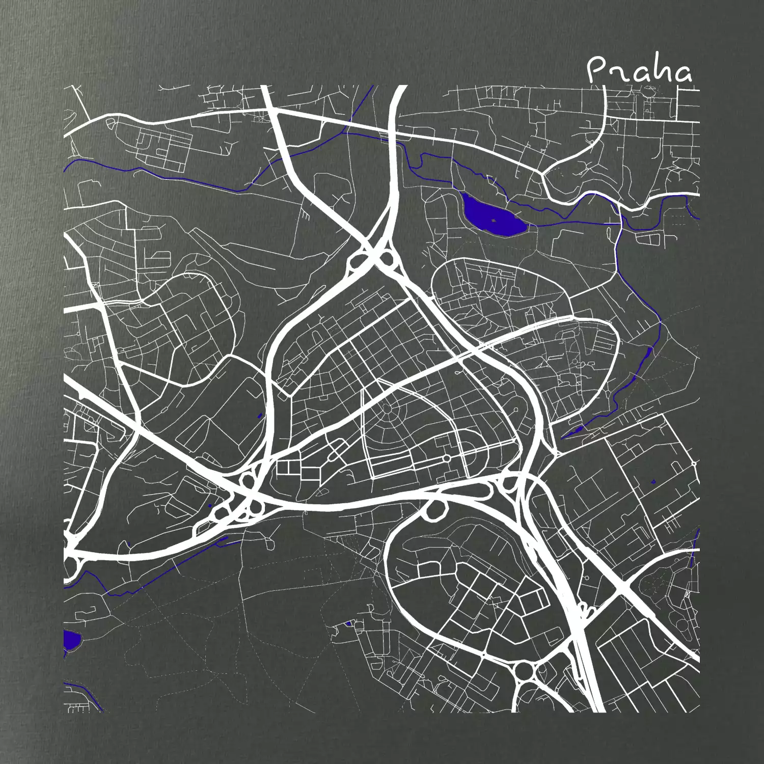 Praha - 14100 mapa s vodními toky