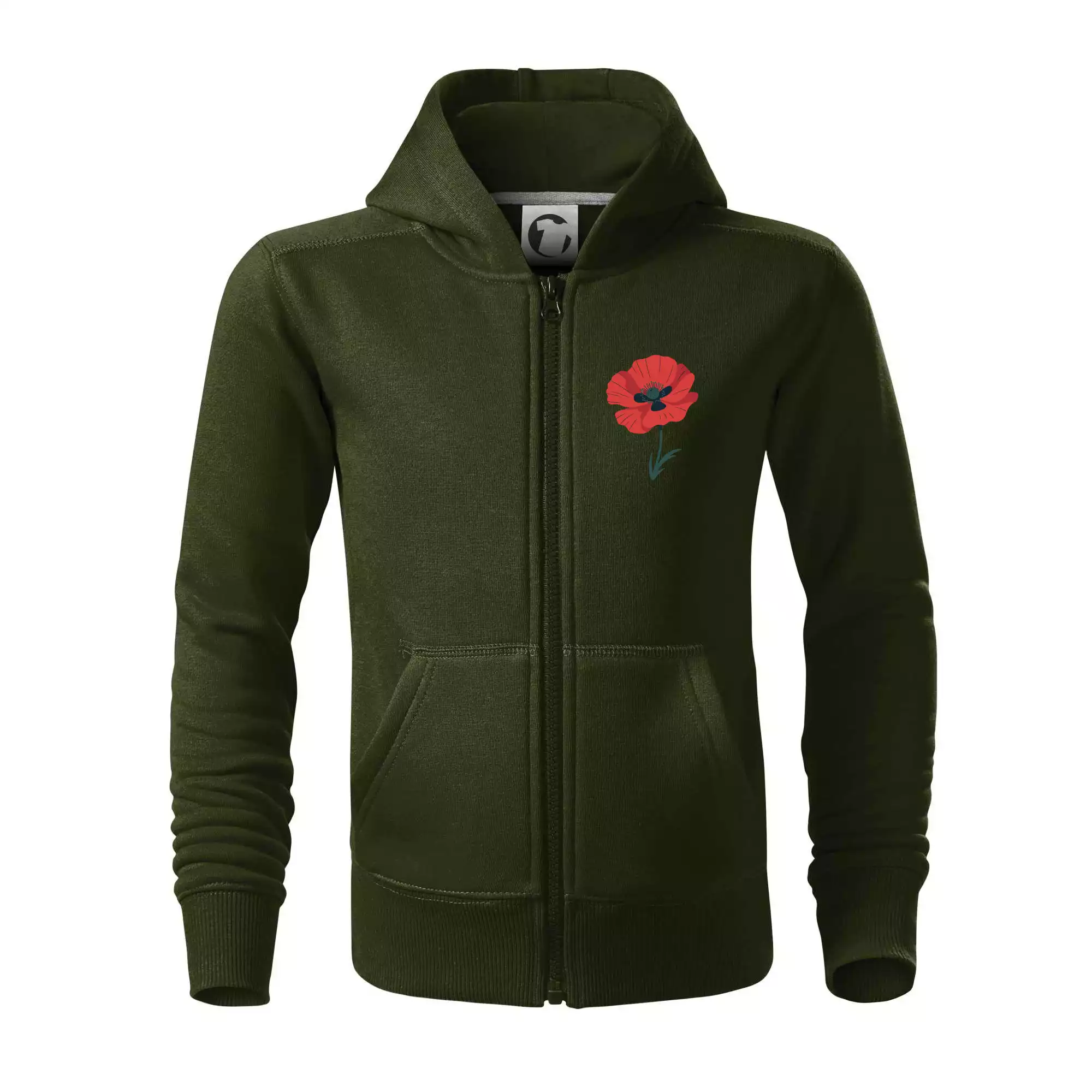 Vlčí mák kreslený na prsu