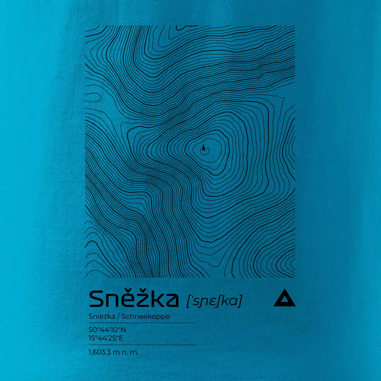 Sněžka - vrstevnice v obdélníku