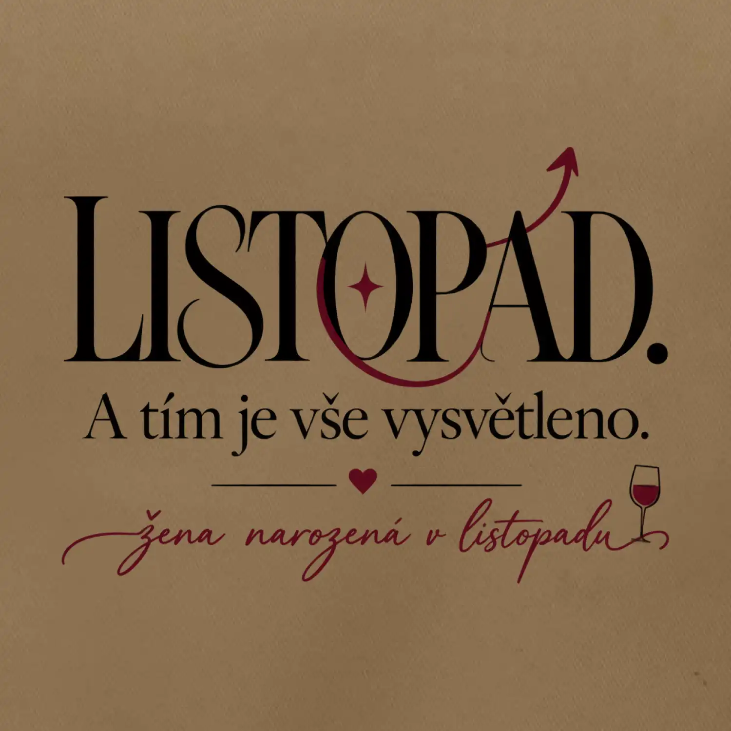 Listopad a tím je vše vysvětleno typografie s vínem