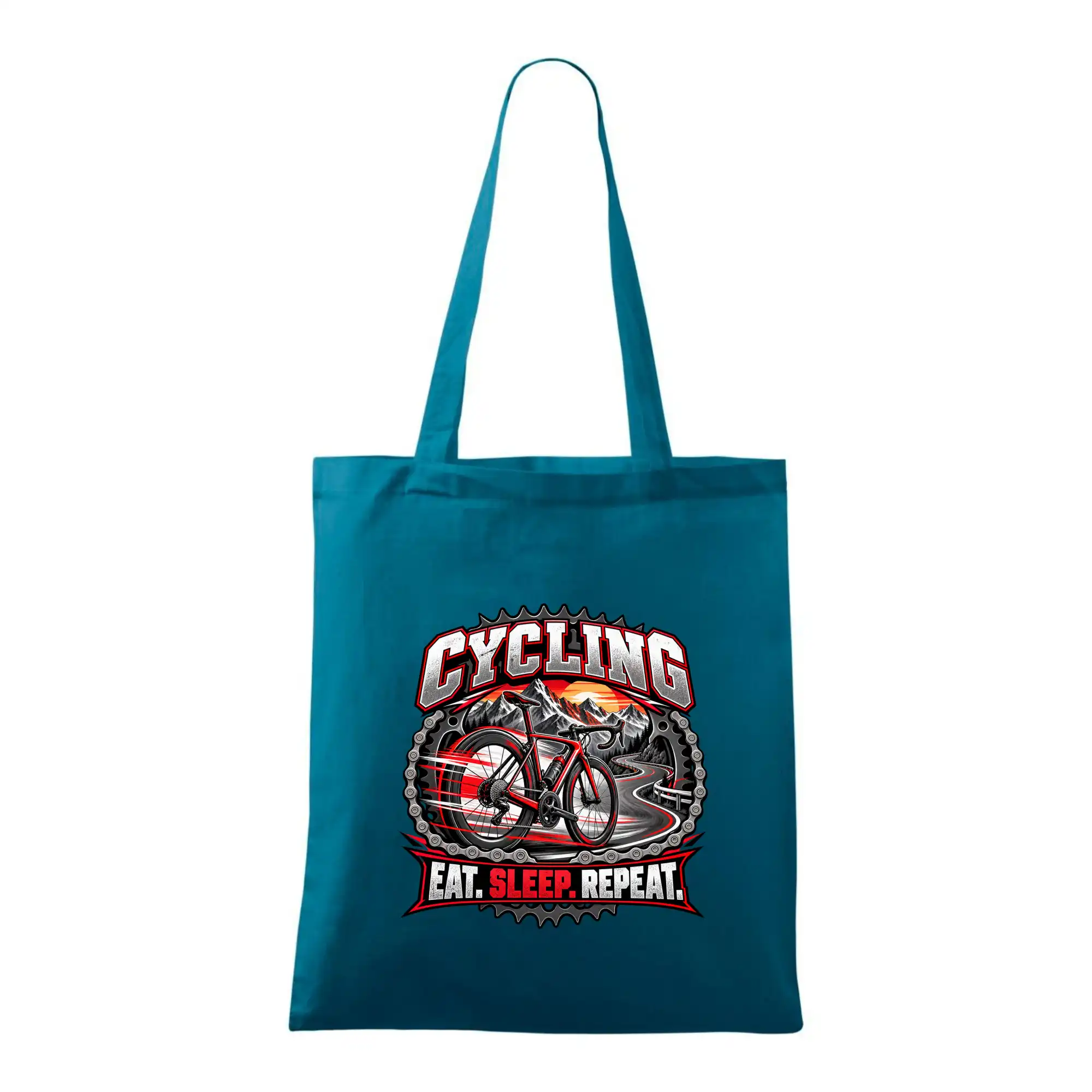 Cyklistické kolo mezi horami eat sleep repeat