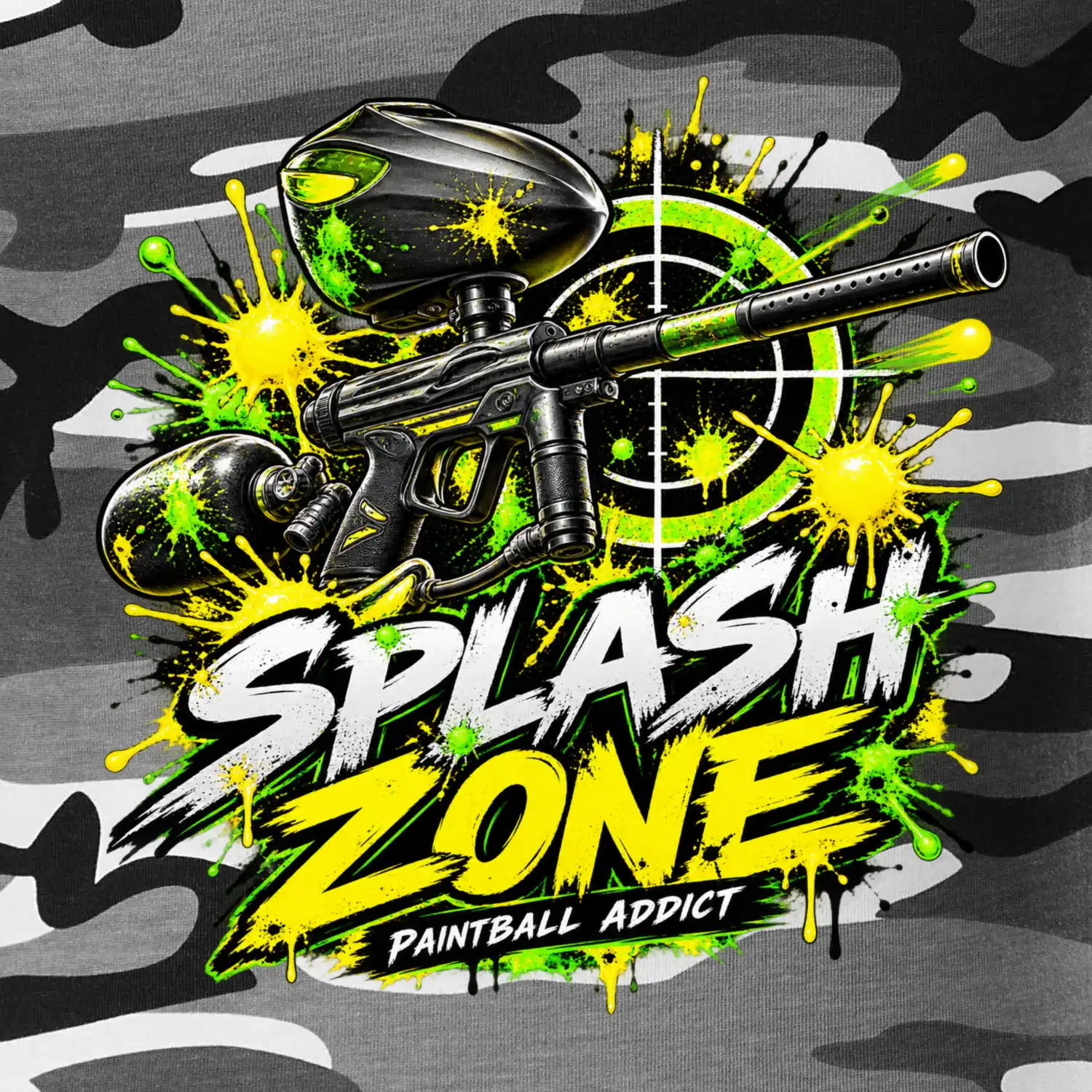 Neonový zásah splash zone paintball