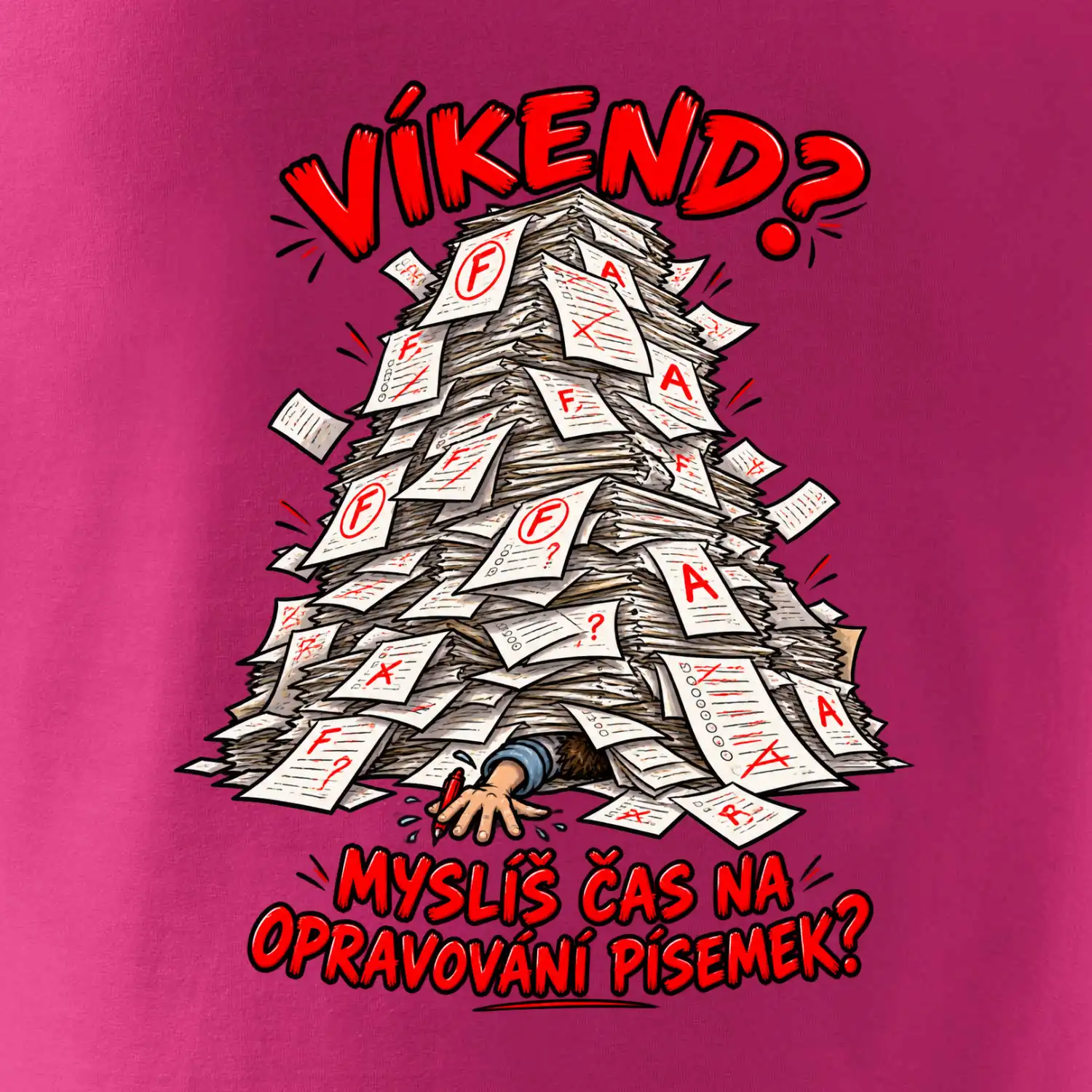 Víkend učitele pod hromadou písemek k opravě