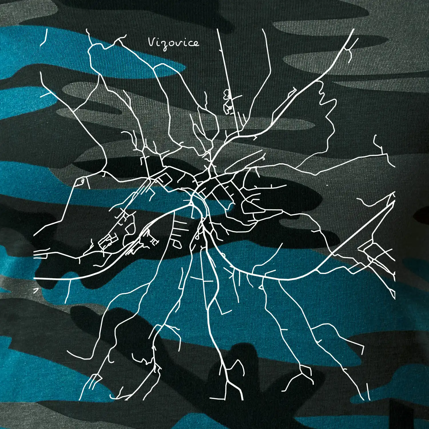 Černobílá mapa Vizovice