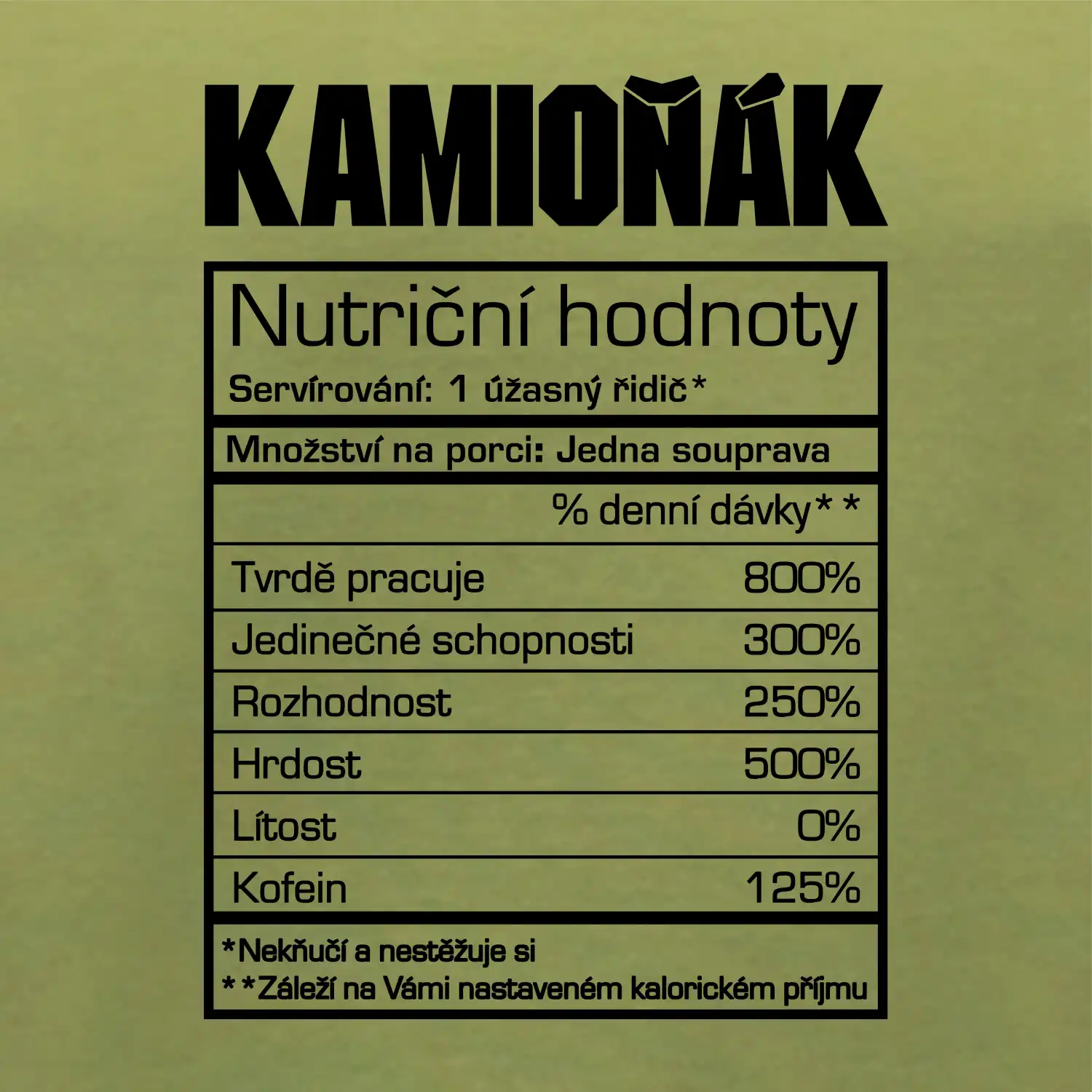 Nutriční hodnoty - Kamioňák