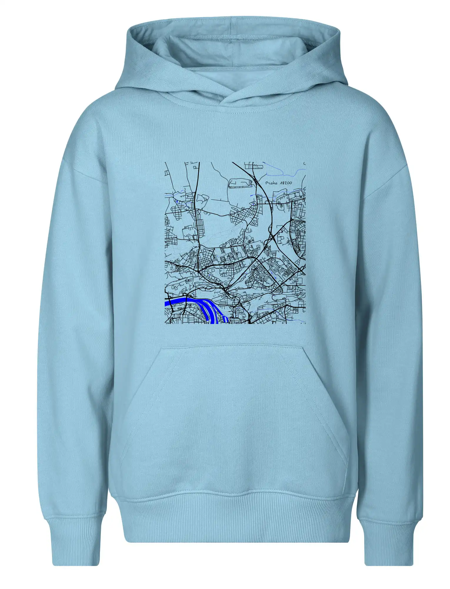 Praha 18200 - Mapa s vodními toky