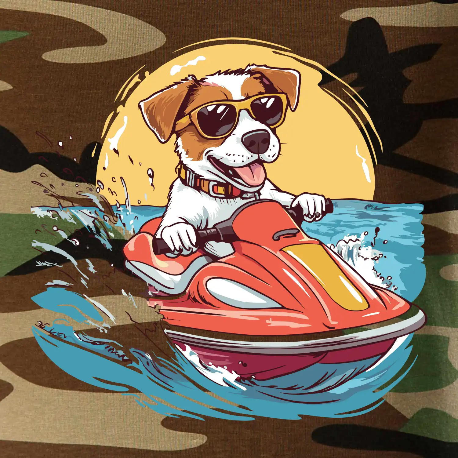 Jack russell teriér na vodním skútru