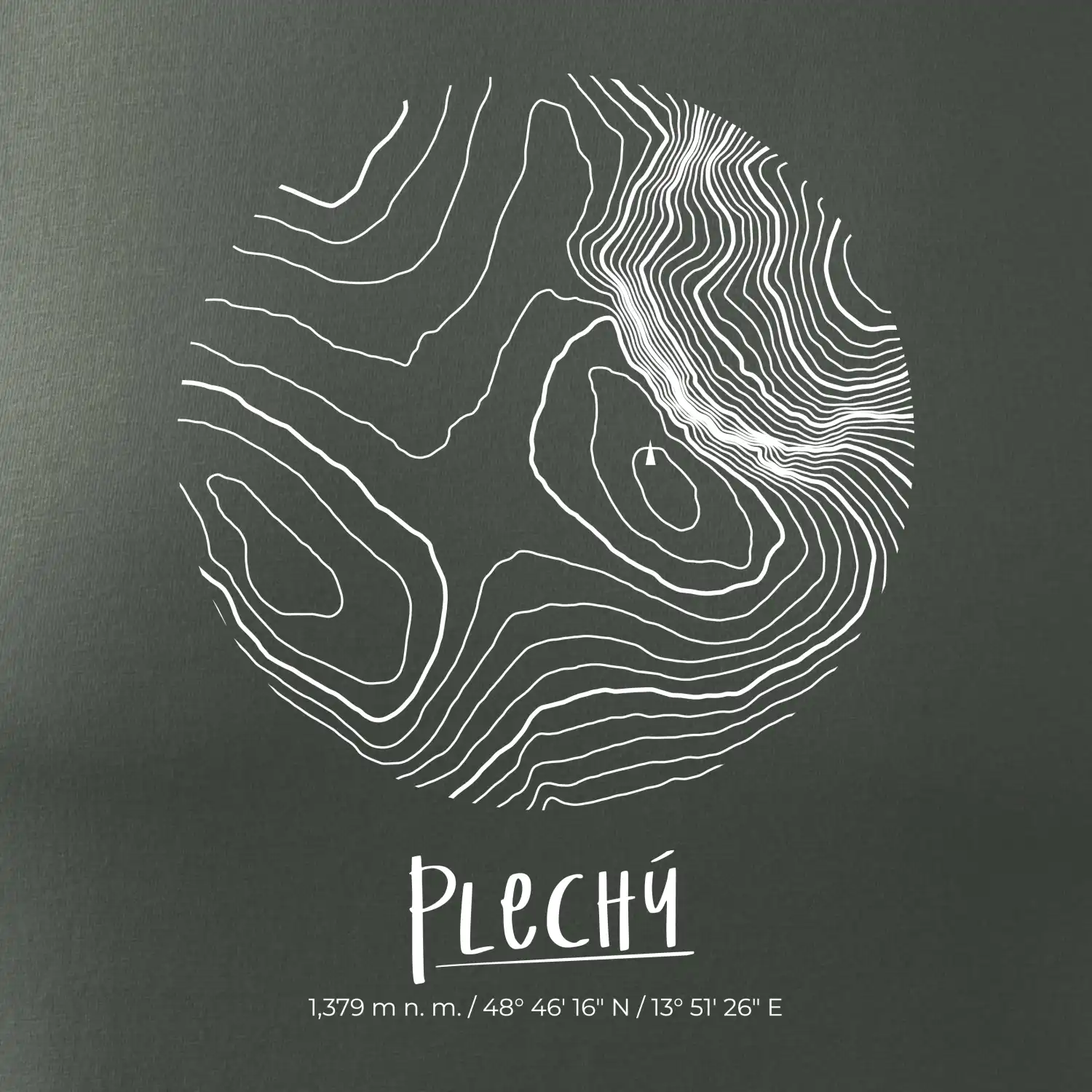 Plechý - vrstevnice v kruhu