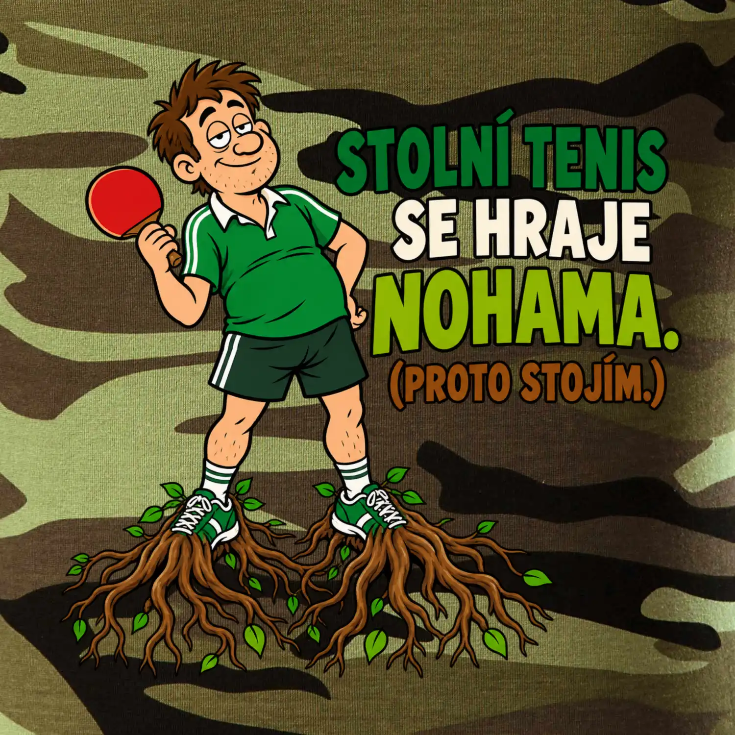 Stolní tenis se hraje nohama. (proto stojím.)