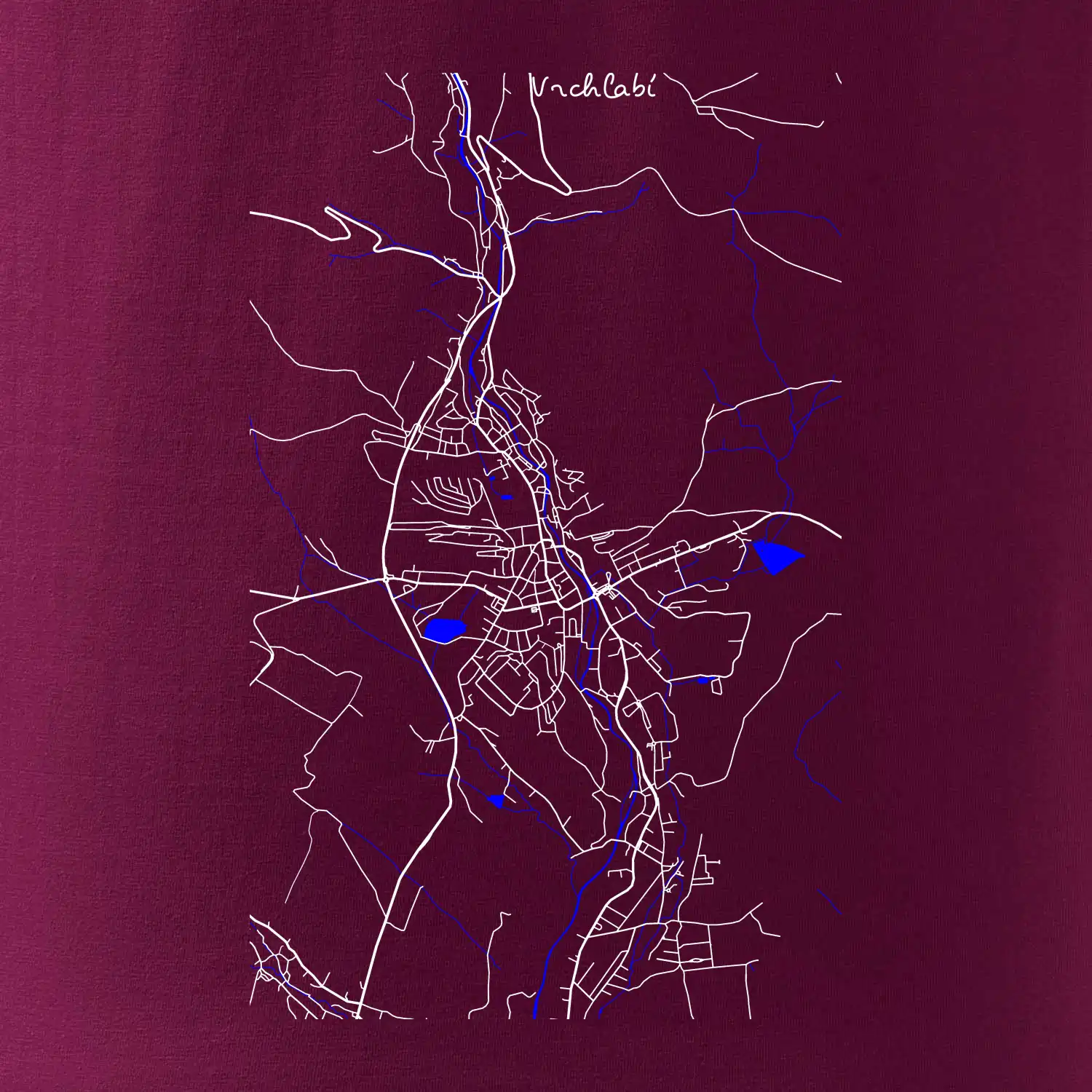 Vrchlabí - Mapa s vodními toky