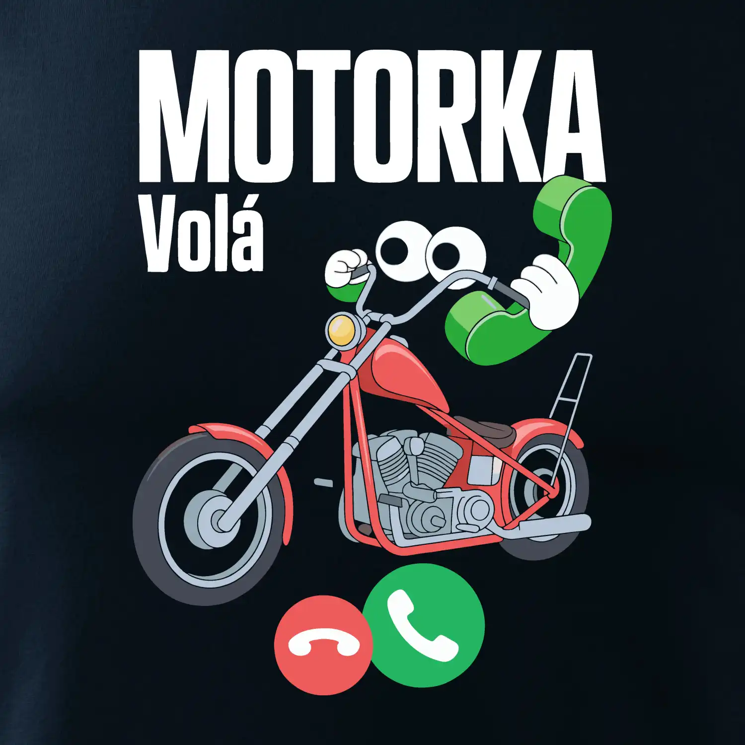Karikatura motorka chopper volá
