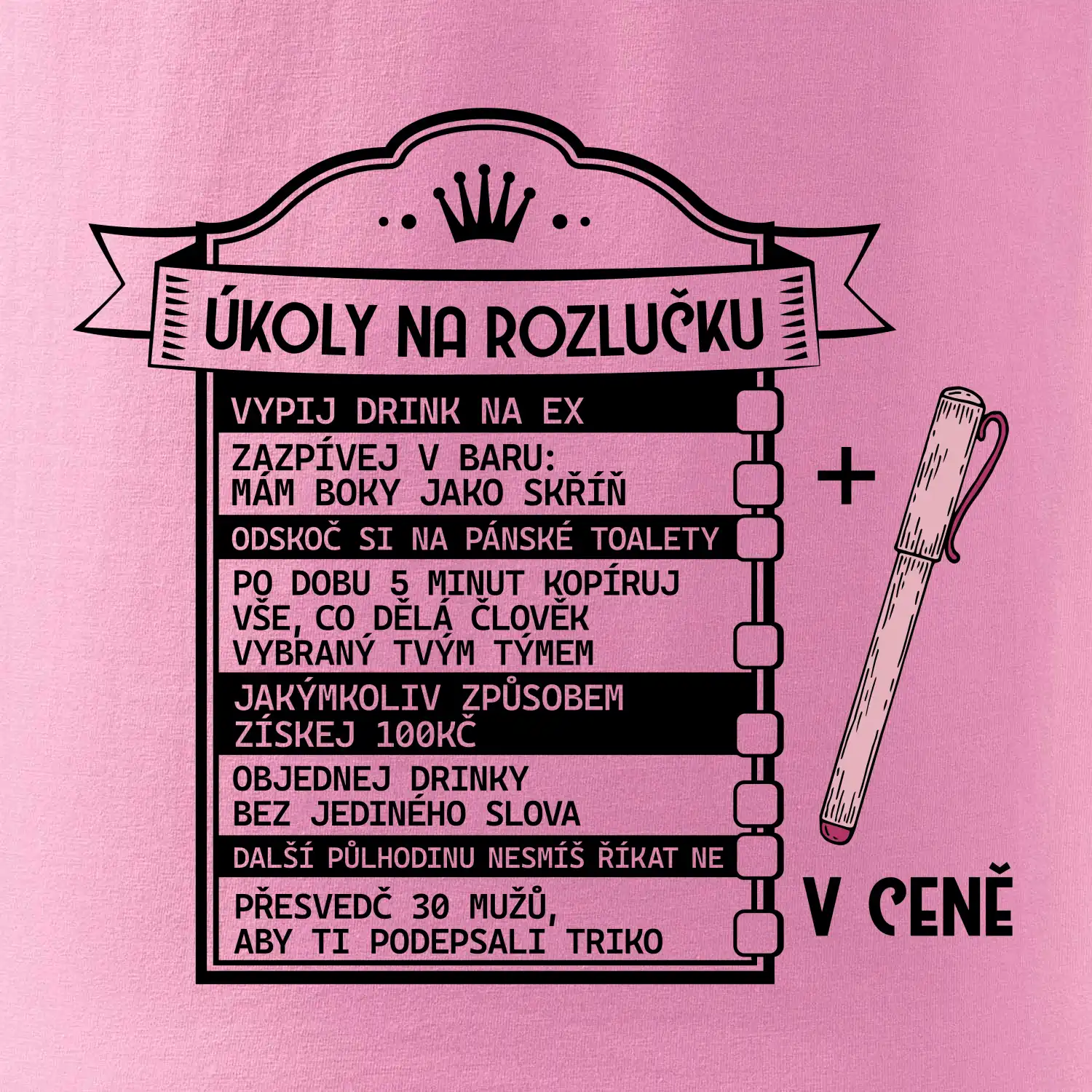 Triko na rozlučku s úkoly pro nevěstu - vintage