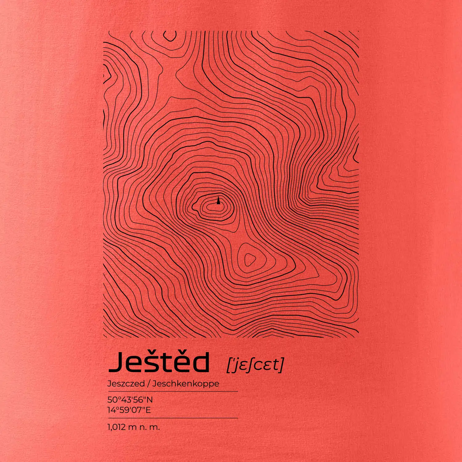 Ještěd - vrstevnice v obdélníku