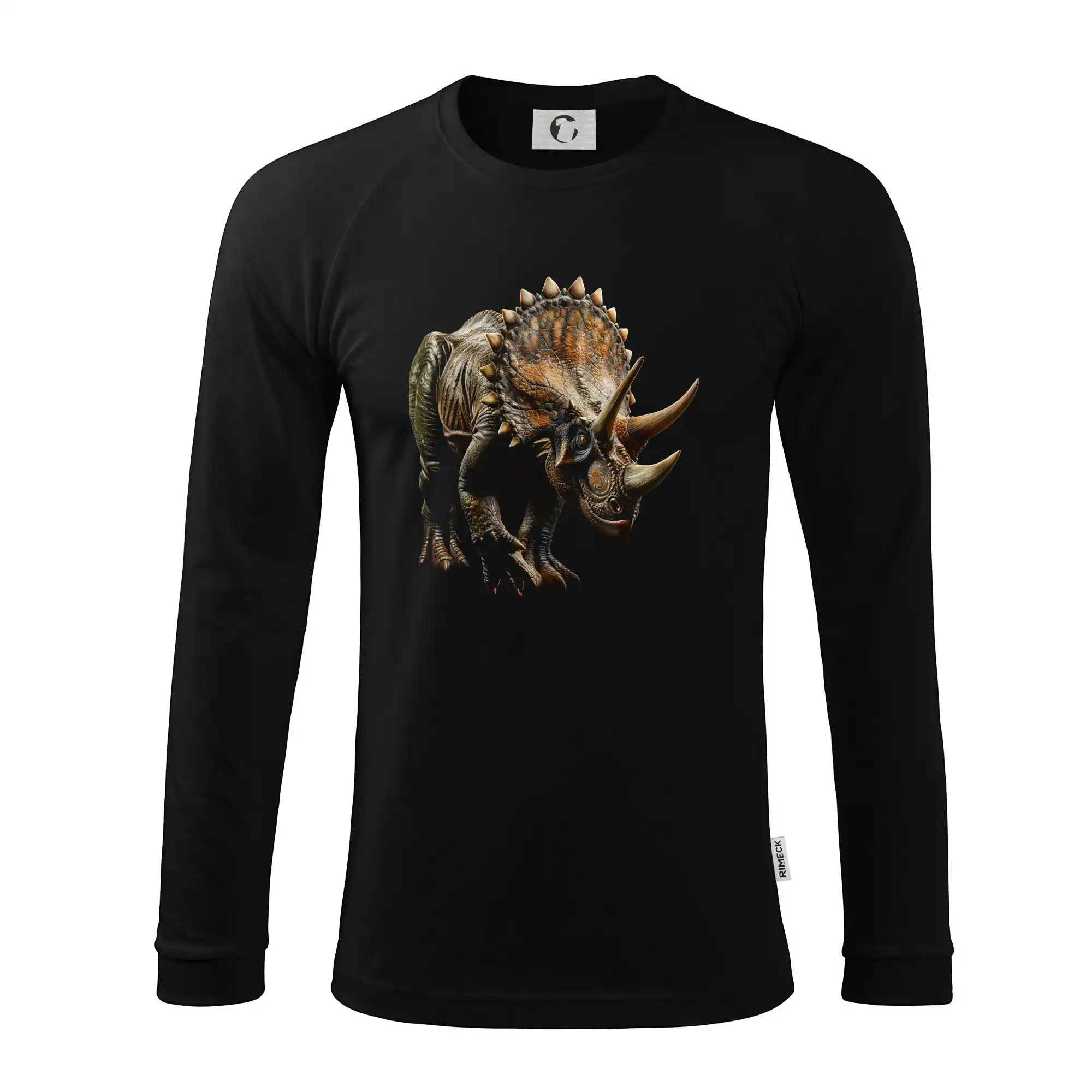 Triceratops z boku černá fotka