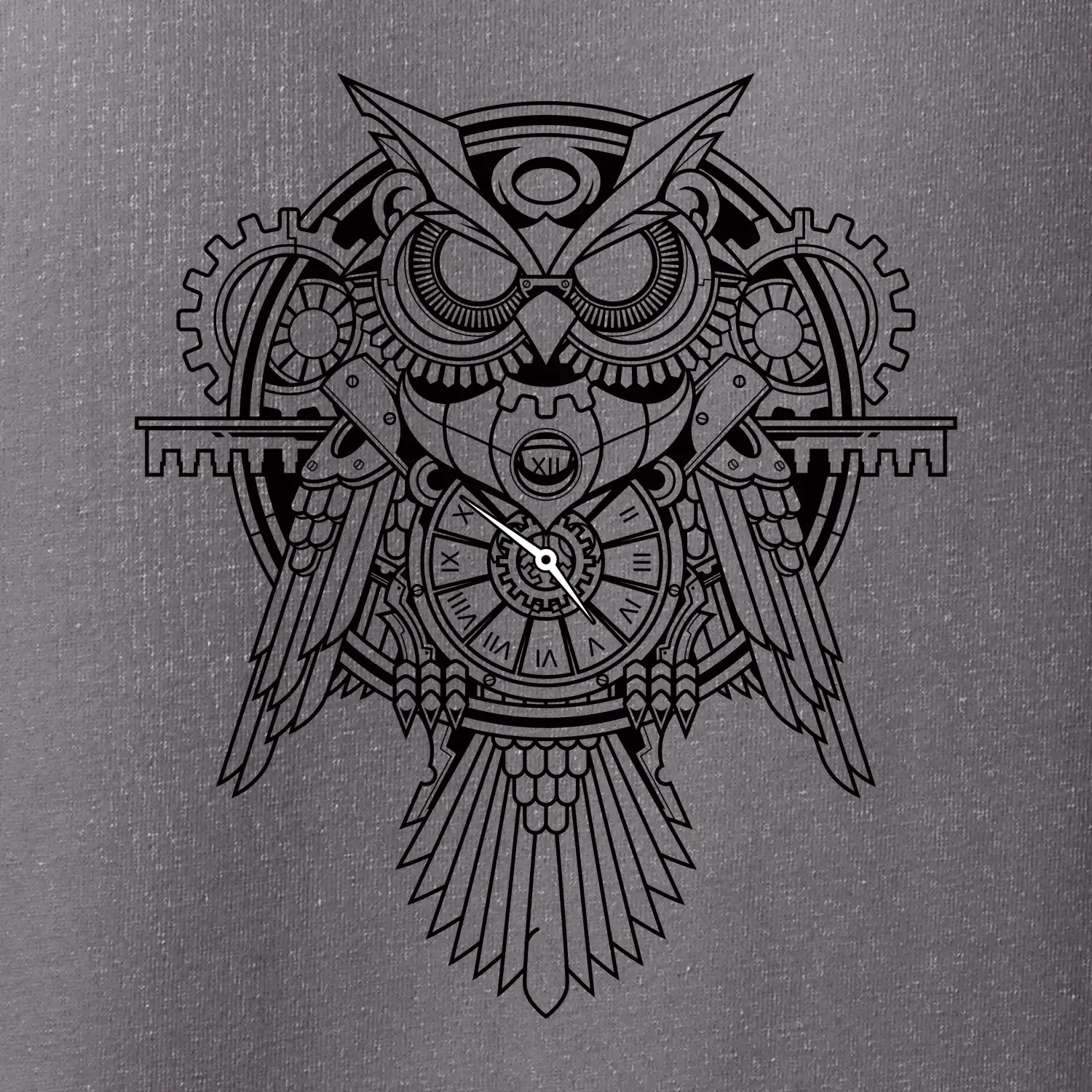 Steampunk sova černobílá