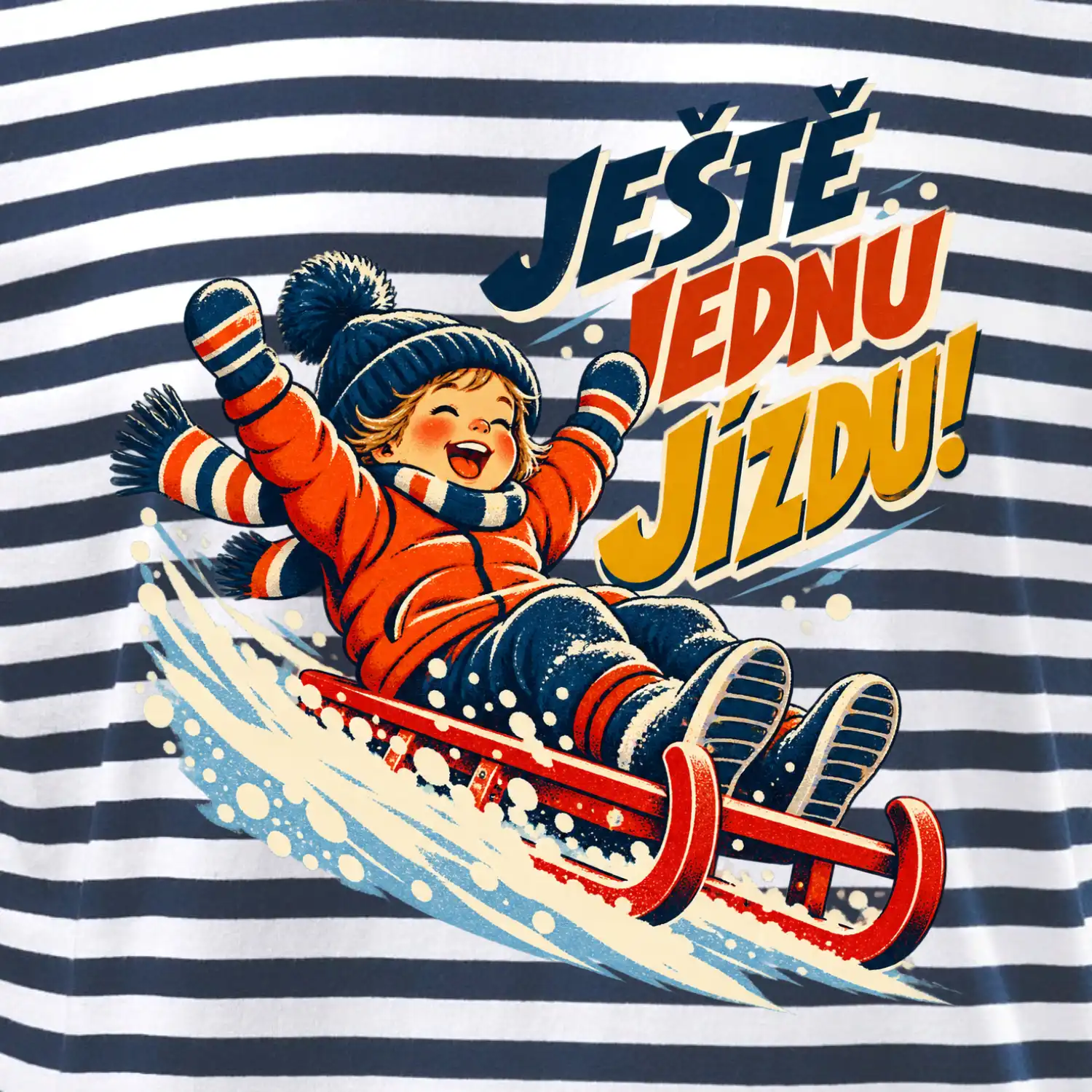 Rodinná vánoční trička - Ještě jednu jízdu dítě sáňkování