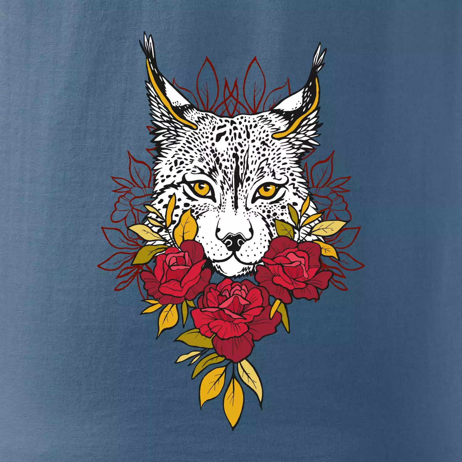 Rys s červenými růžemi  (Pecka design) Rys s červenými růžemi  (Pecka design)