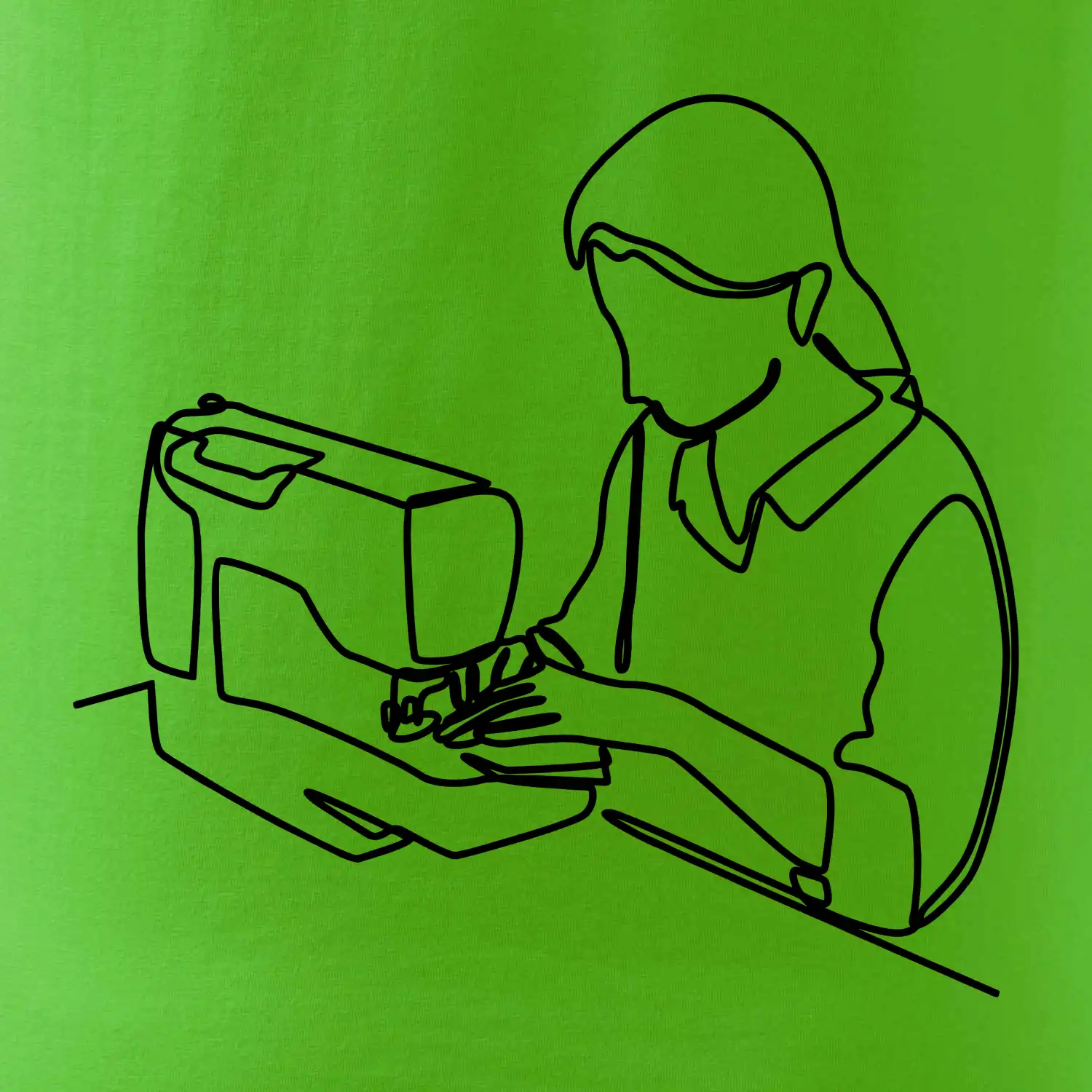 Švadlena a šicí stroj jedním tahem