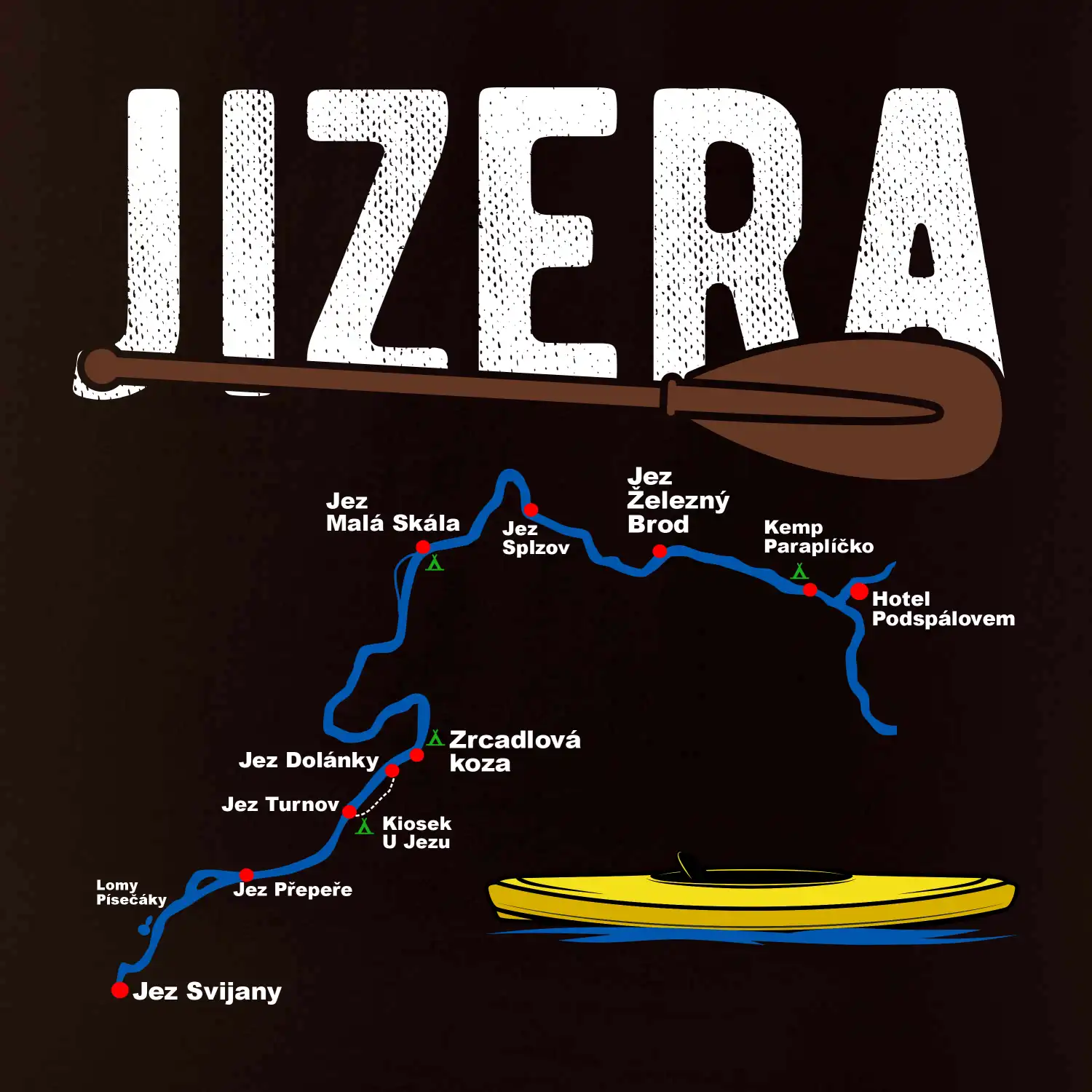 Mapa řeky Jizery