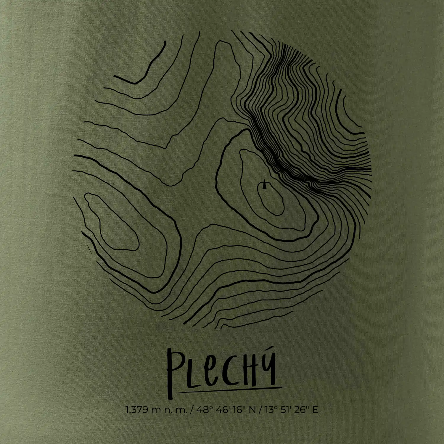 Plechý - vrstevnice v kruhu