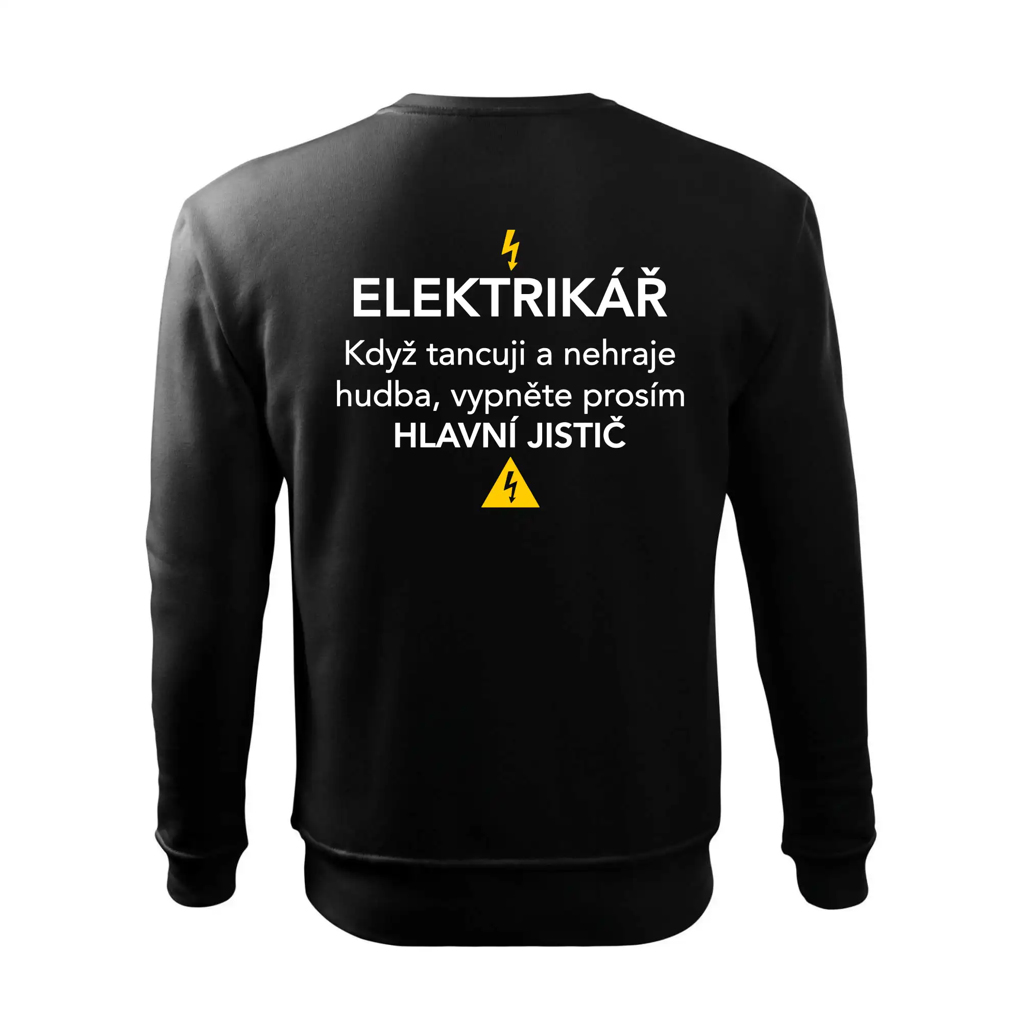 Elektrikář - hlavní jistič - Nápis na zádech
