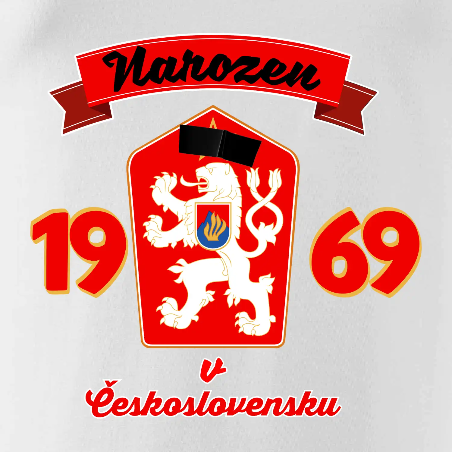 Narozen v Československu - Přelepený znak 1969