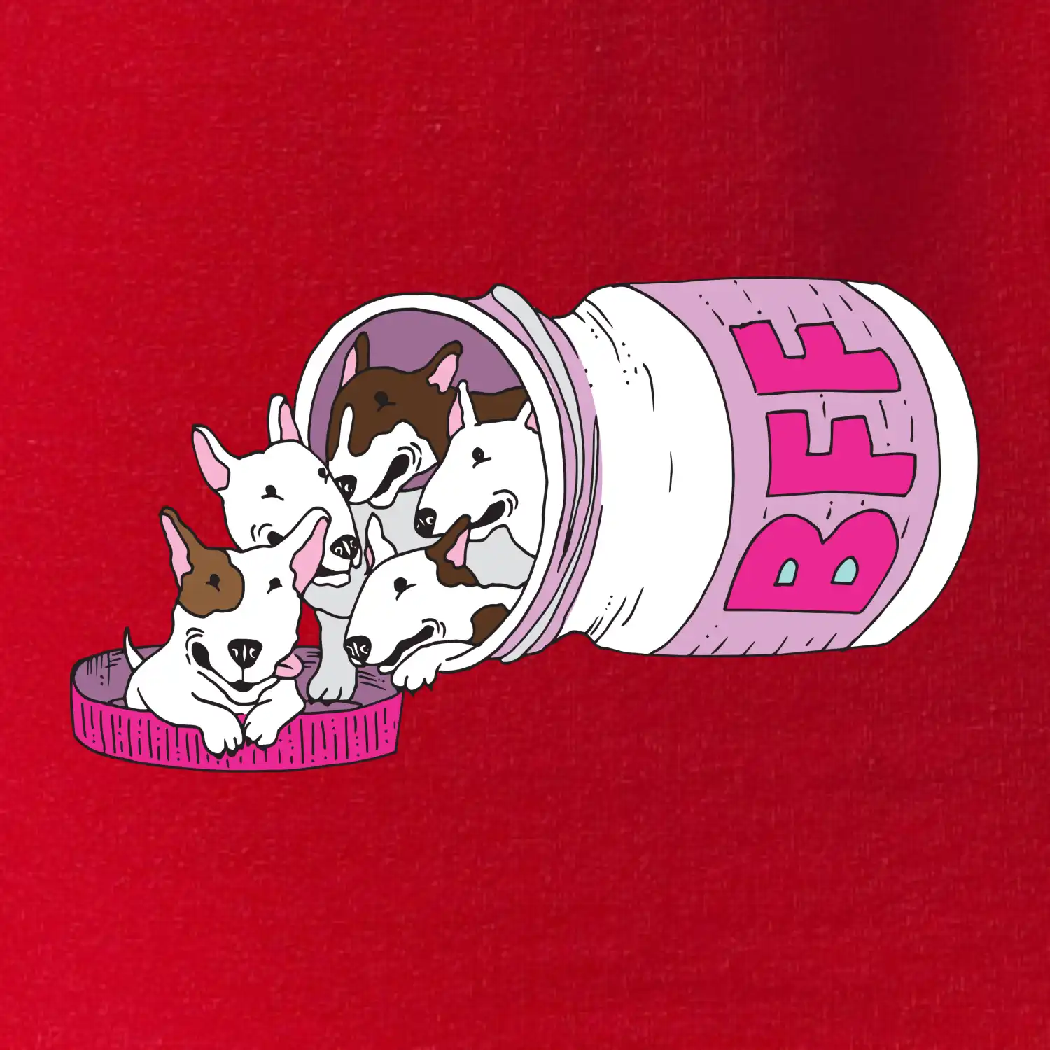 Bullterrier Friends Forever růžové (Pecka design)