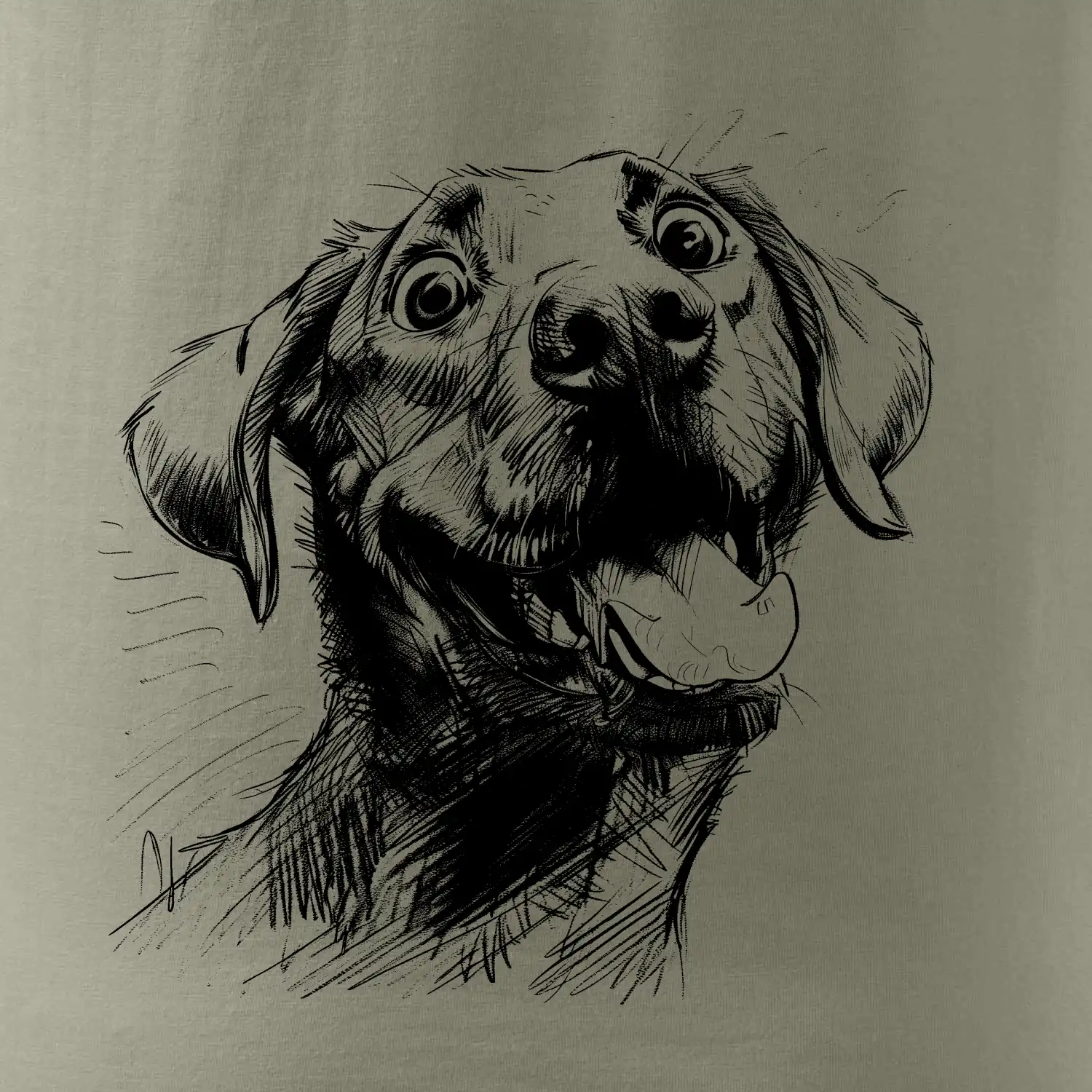 Černobílá karikatura Labrador světlý