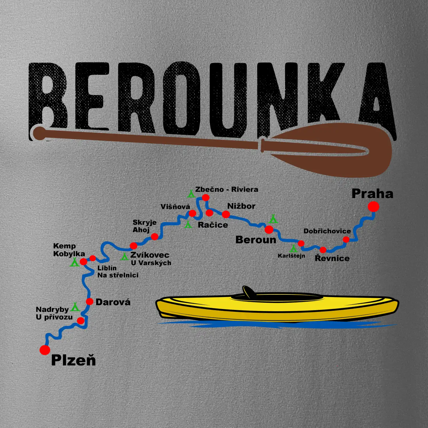 Mapa řeky Berounky