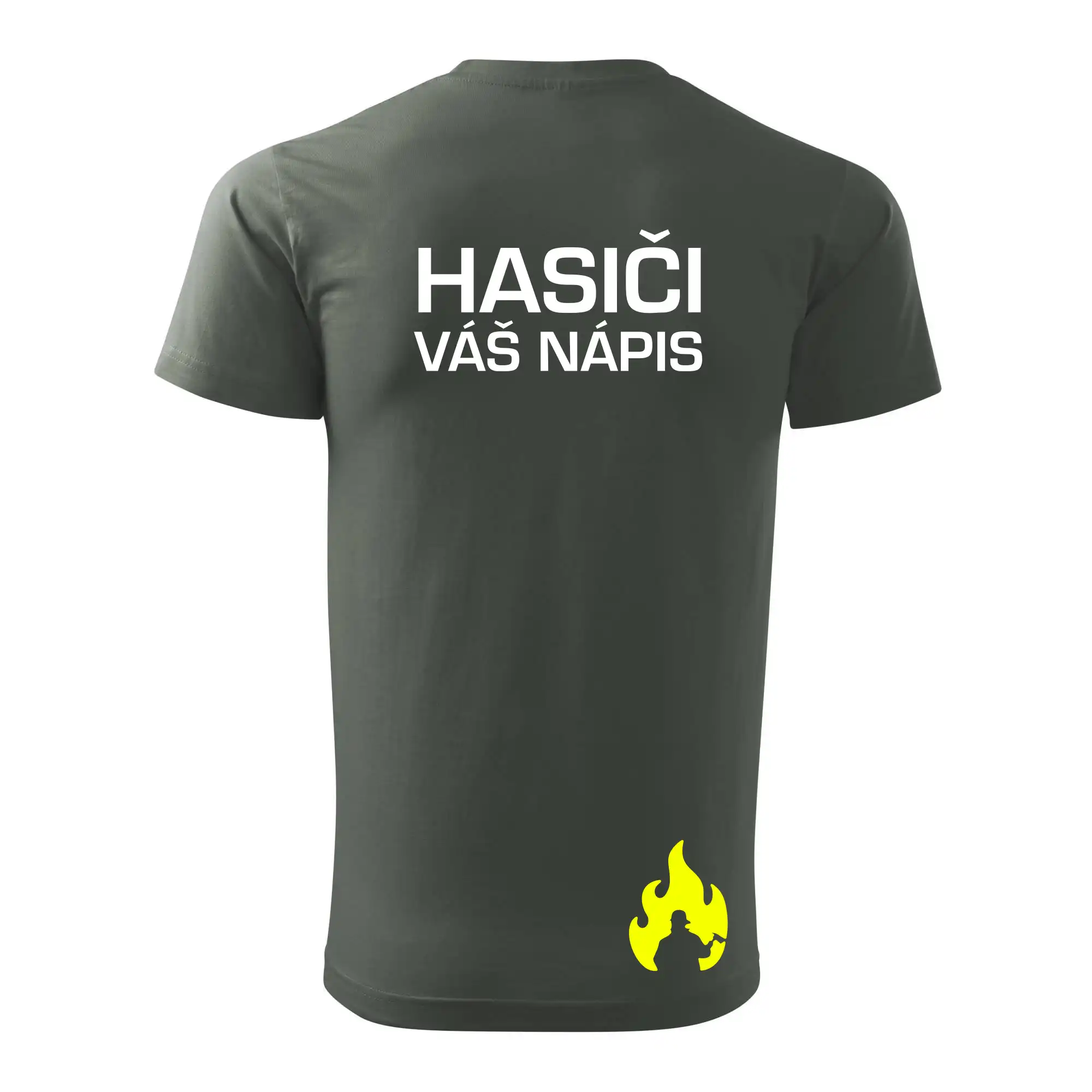 Hasič stojící - nápis hasiči - Velký nápis  na zádech