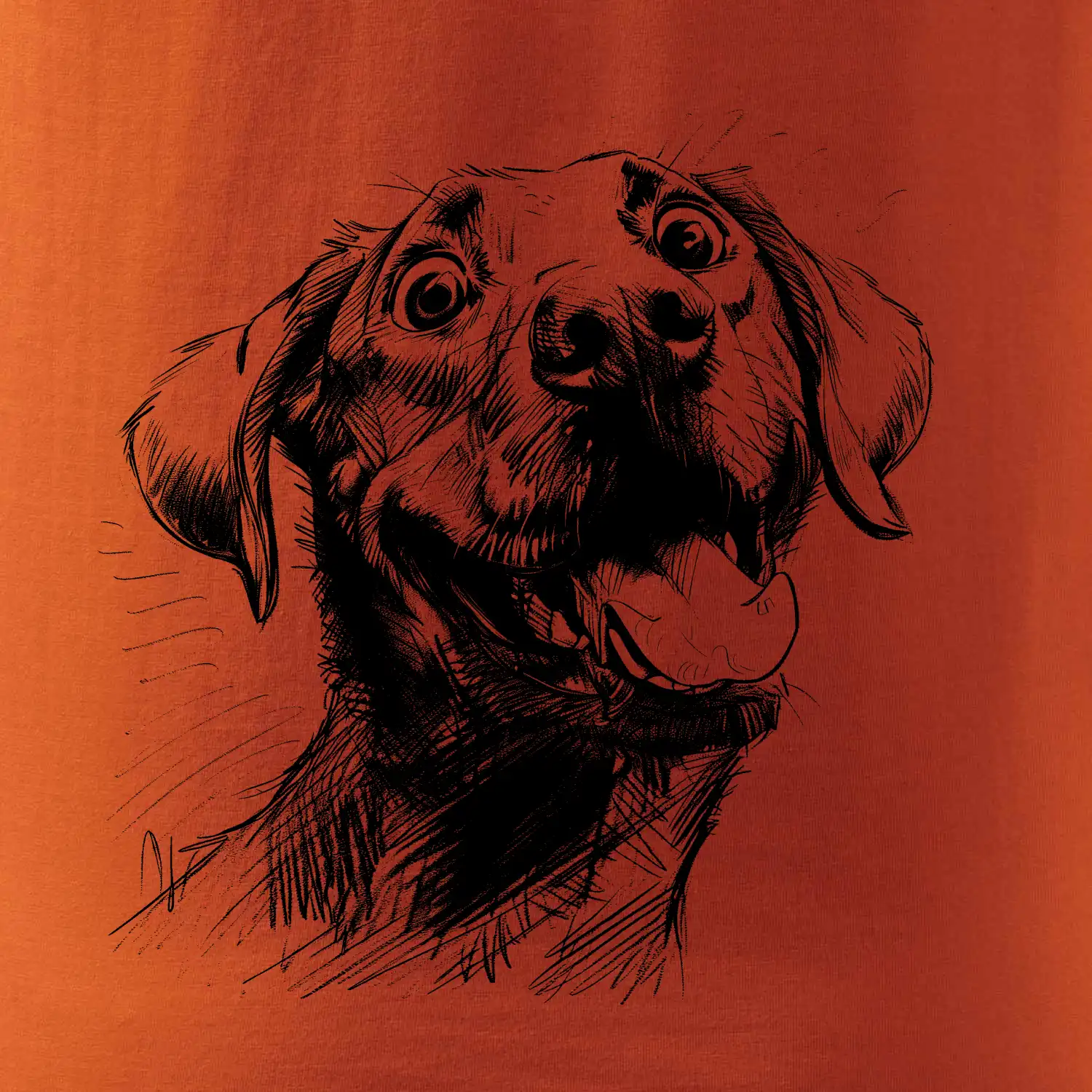 Černobílá karikatura Labrador světlý