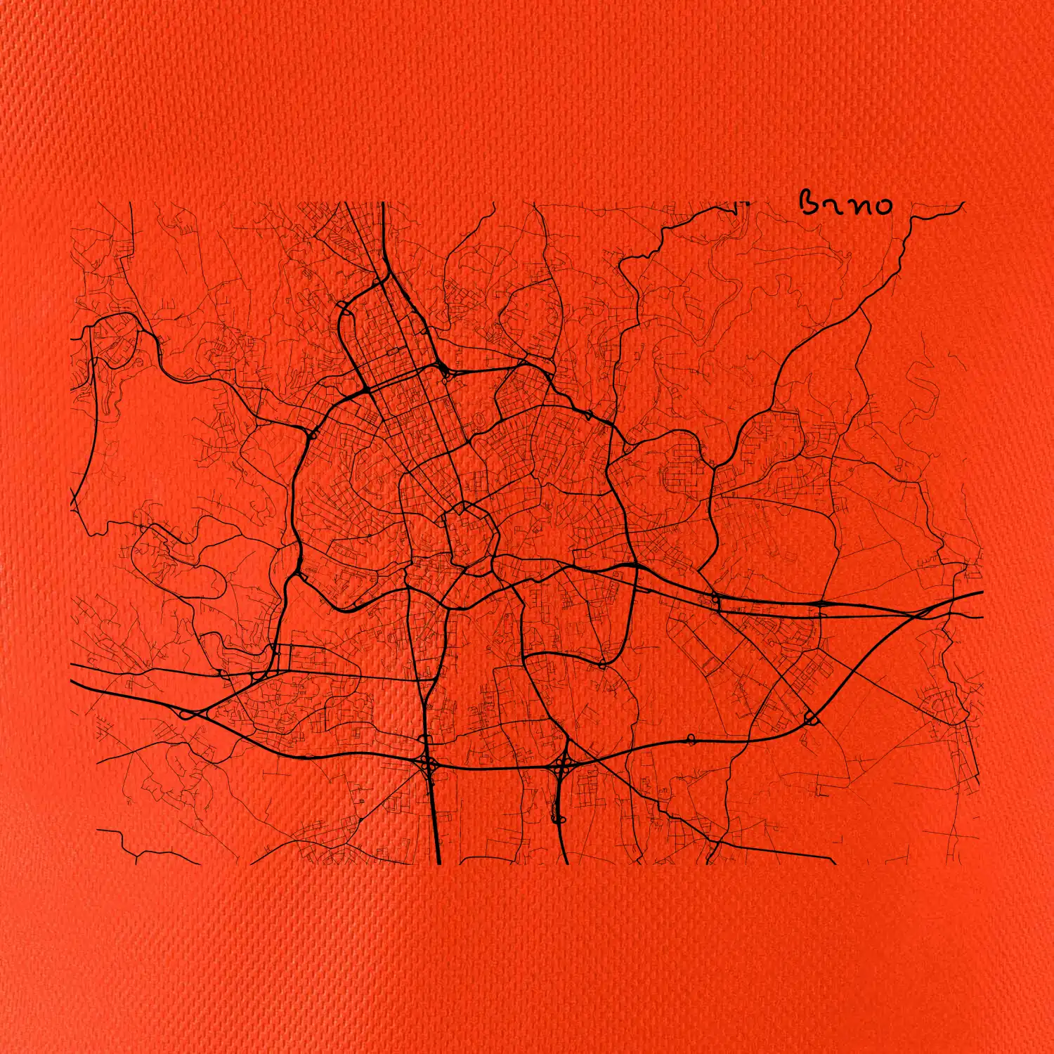 Černobílá mapa Brno