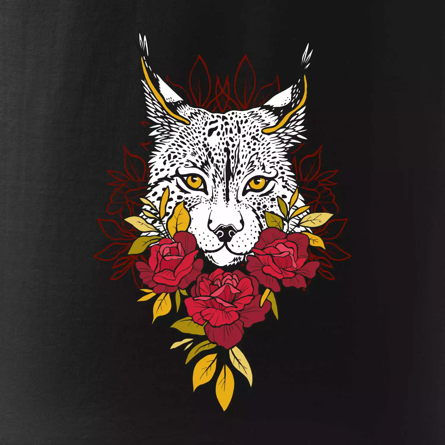 Rys s červenými růžemi  (Pecka design)