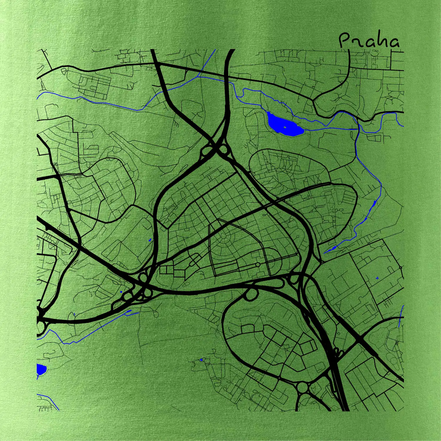 Praha - 14100 mapa s vodními toky