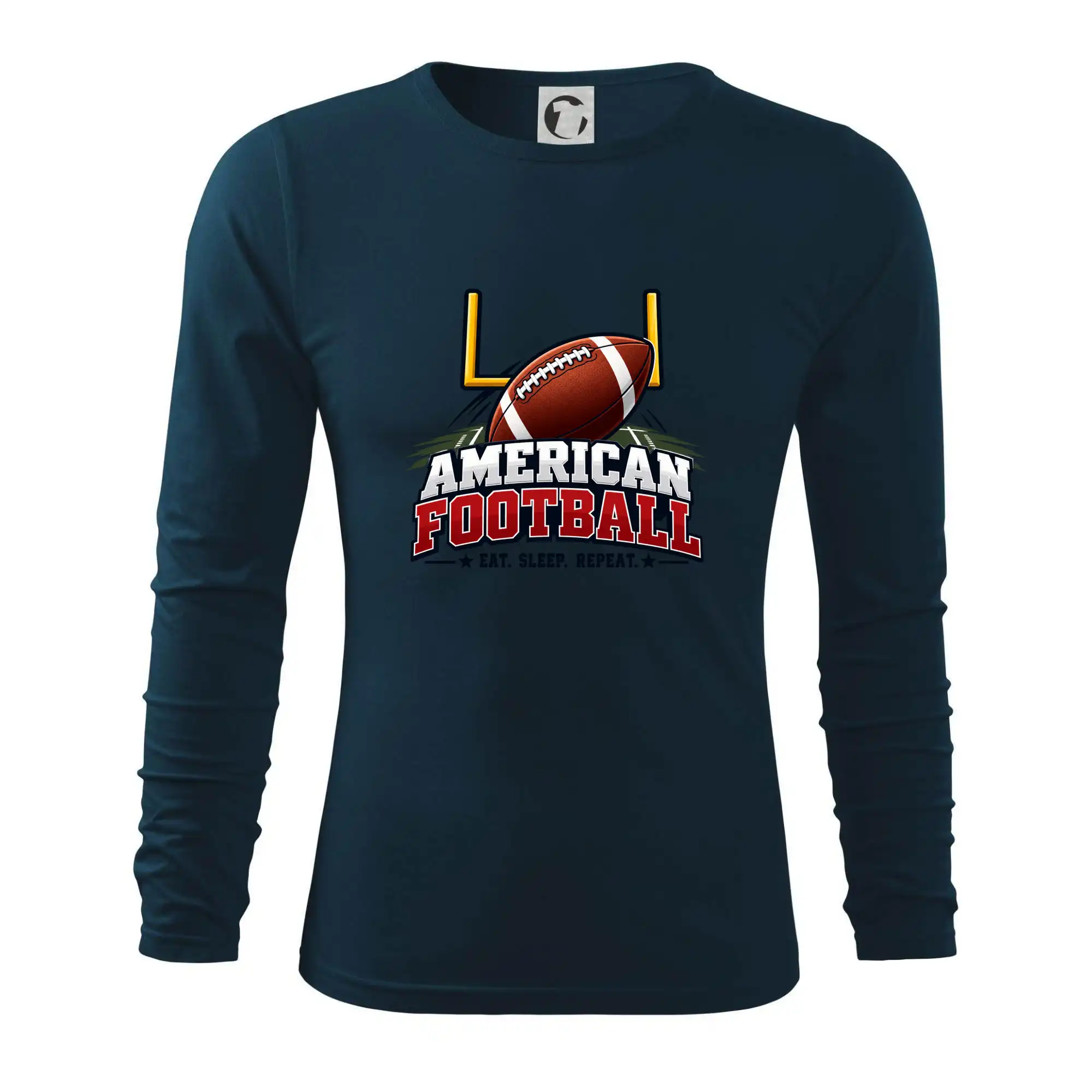 Míč amerického fotbalu s brankou eat sleep repeat