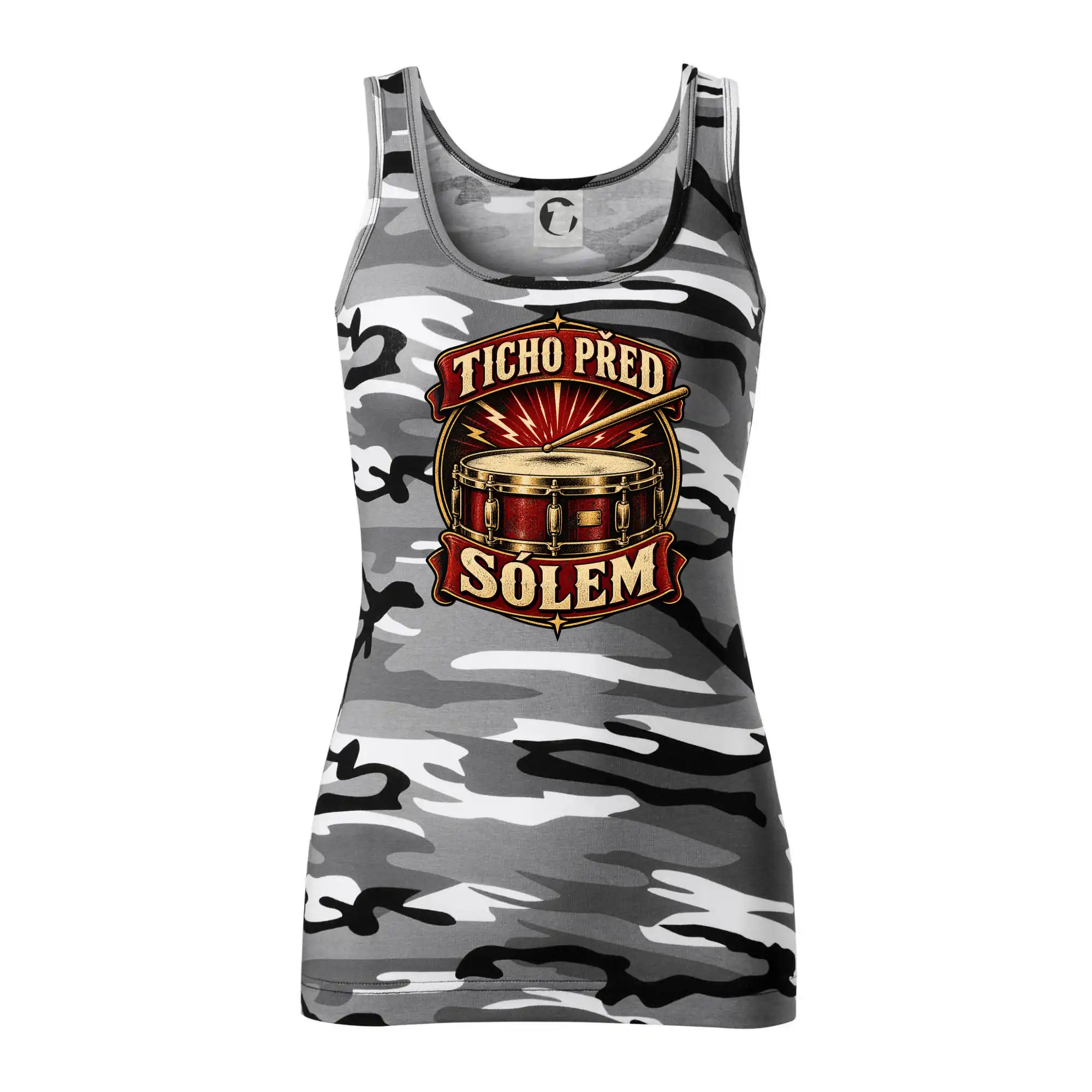 Ticho před sólem - vintage bubenický emblém