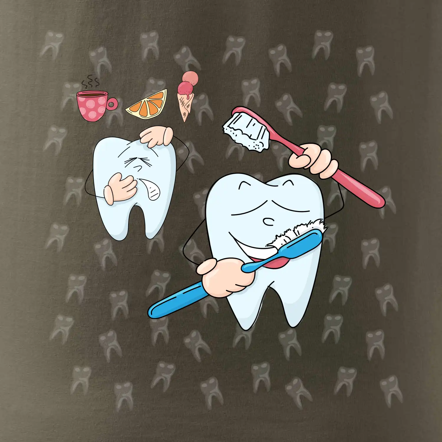 Zubařské tričko - kartáček a jídlo