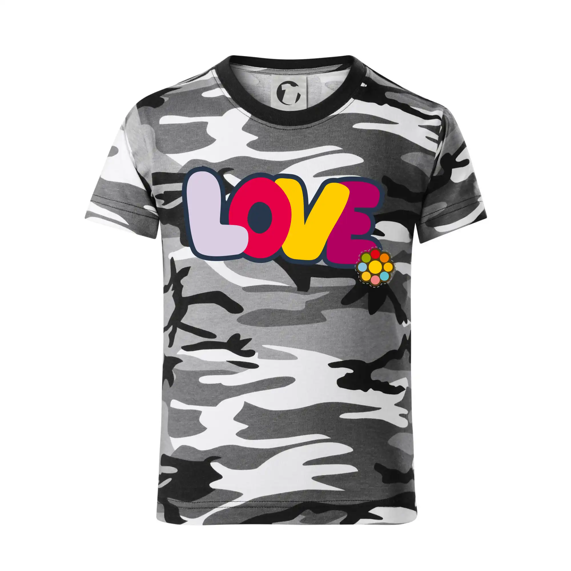 Love nápis s květinou