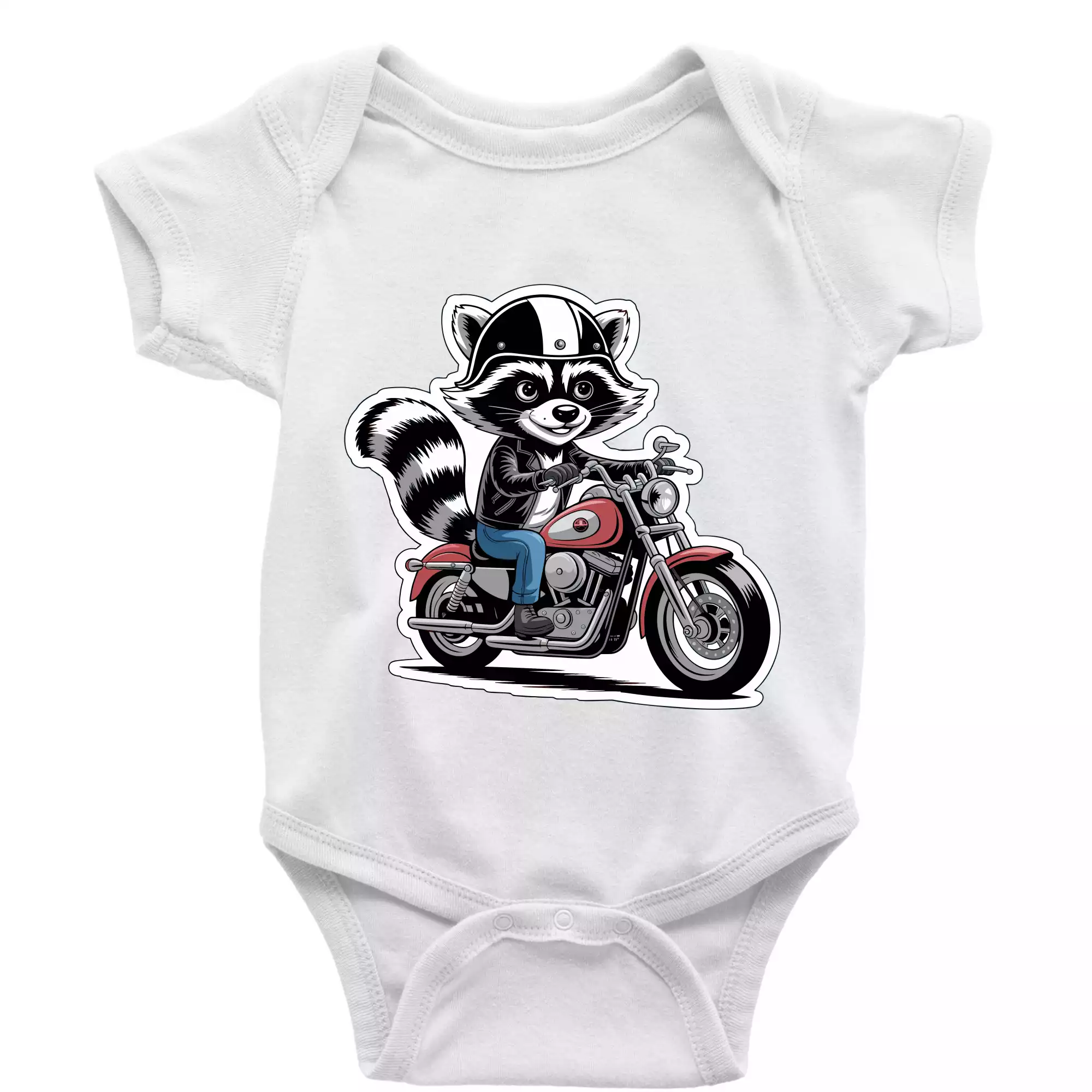 Mýval na motorce kreslený