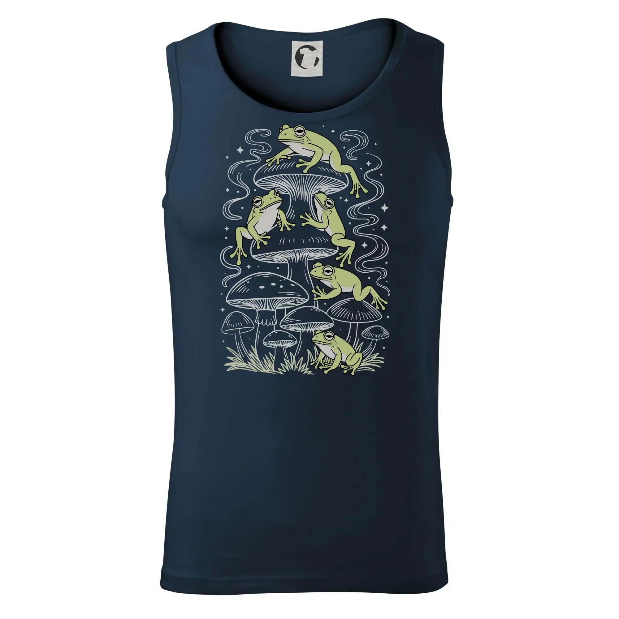 Goblincore frogs and various mushrooms